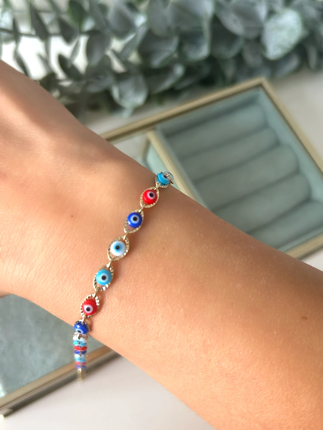 Renkli Nazar Boncuğu Detaylı Özel Seri Bileklik