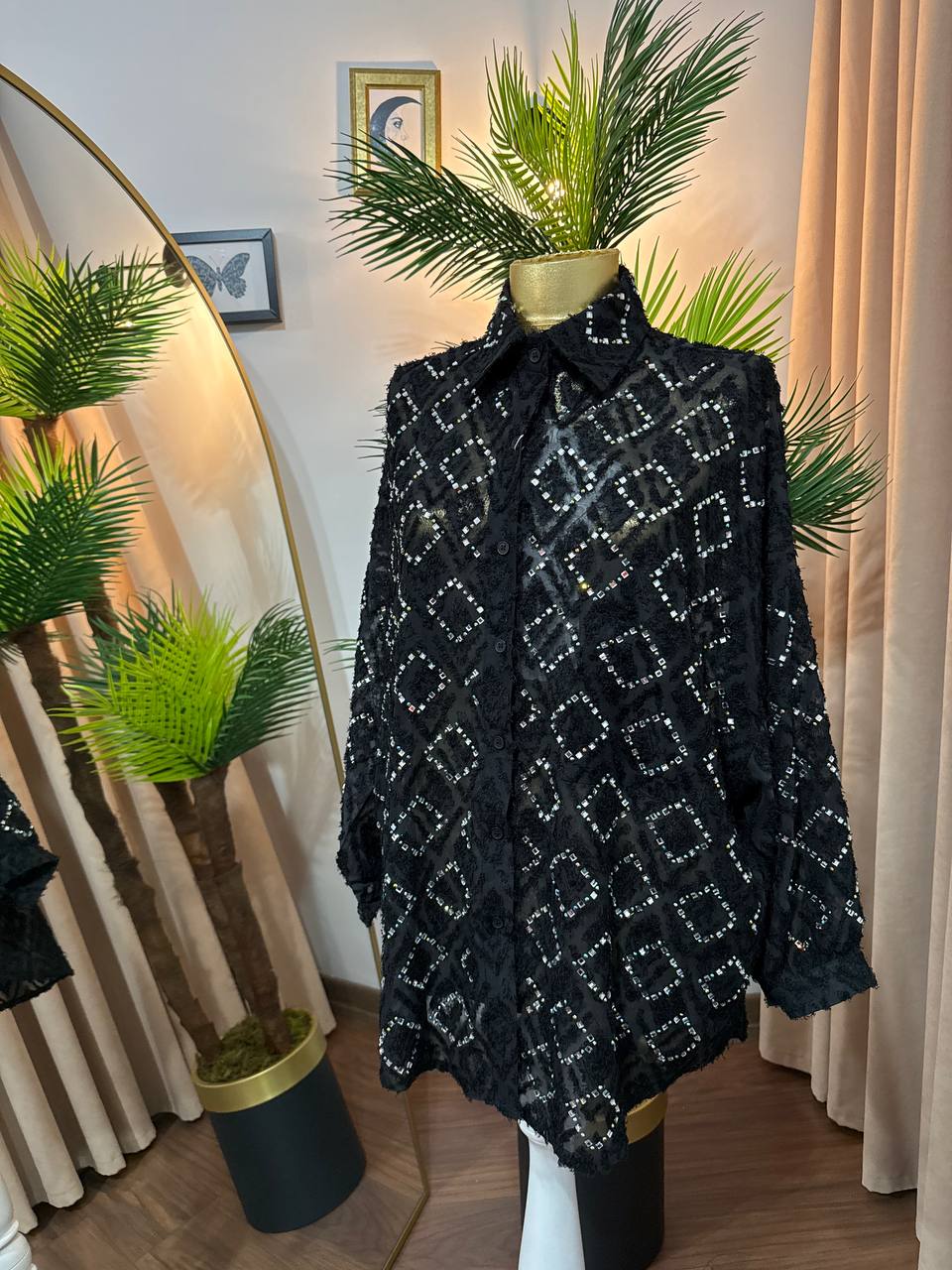 İTHAL TAŞLI TRANSPARAN GÖMLEK