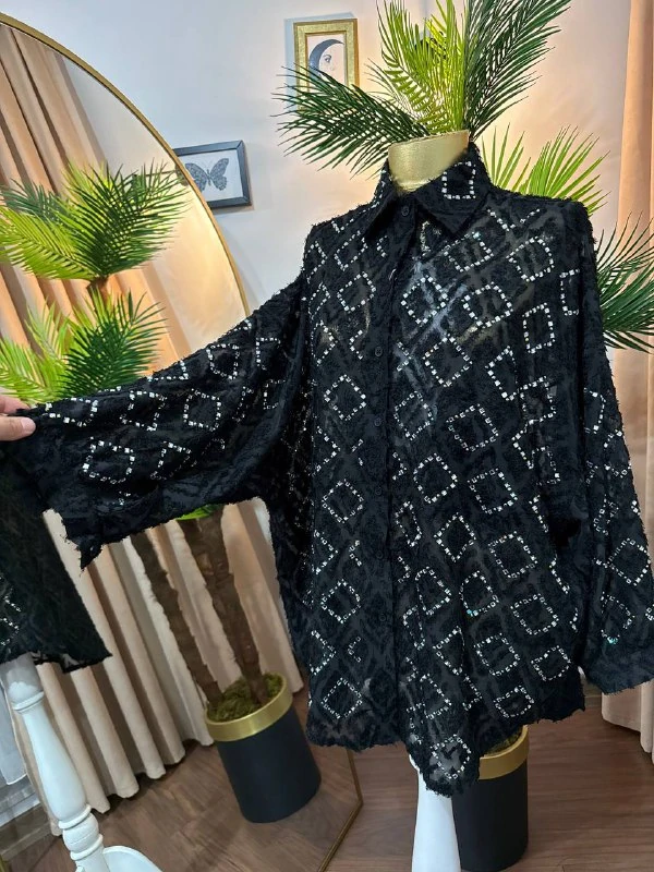 İTHAL TAŞLI TRANSPARAN GÖMLEK