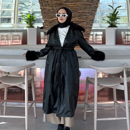 DERİ KÜRK YAKA TRENÇ