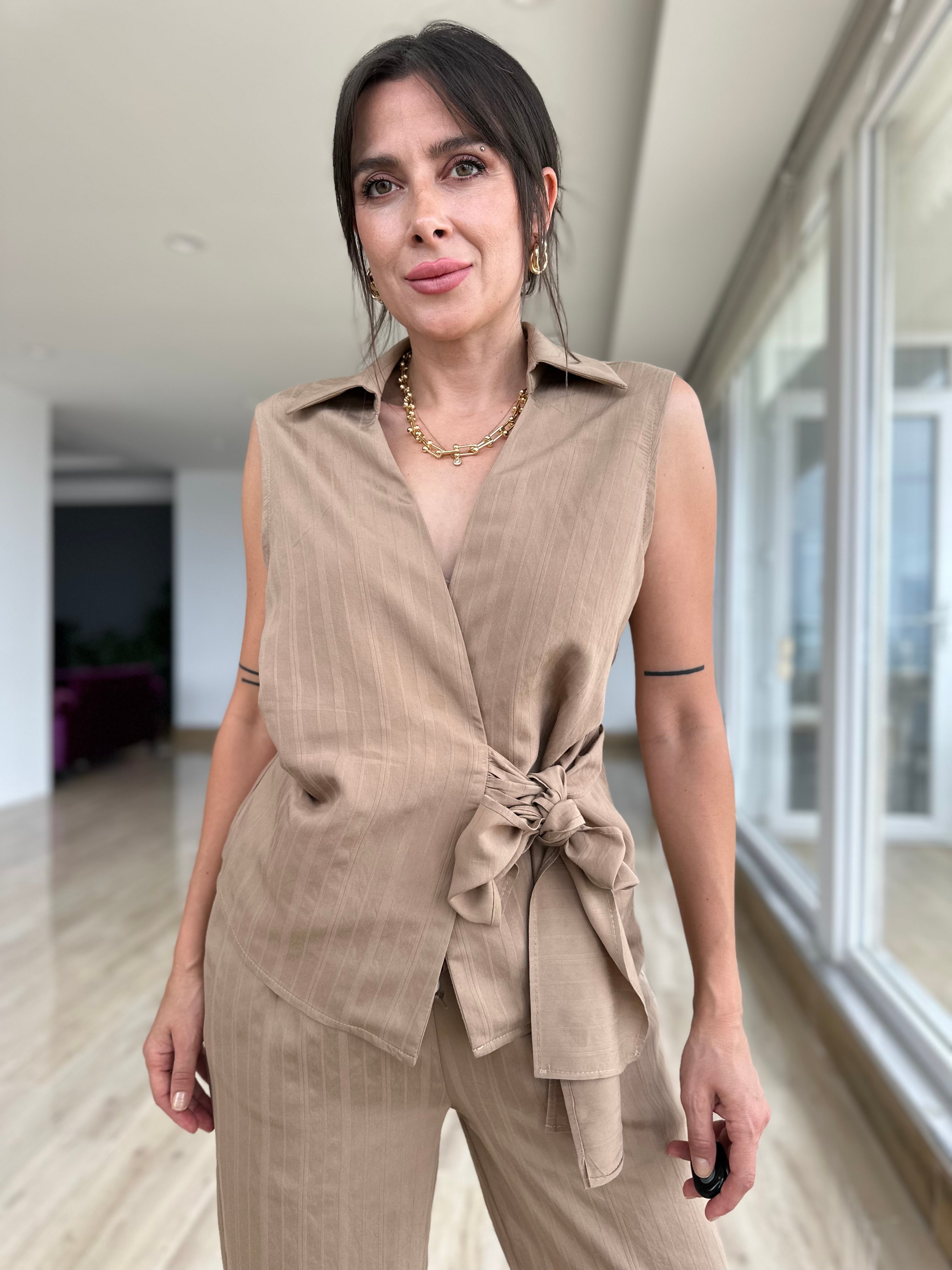 Kruvaze Model Gömlek Pantolon Takım