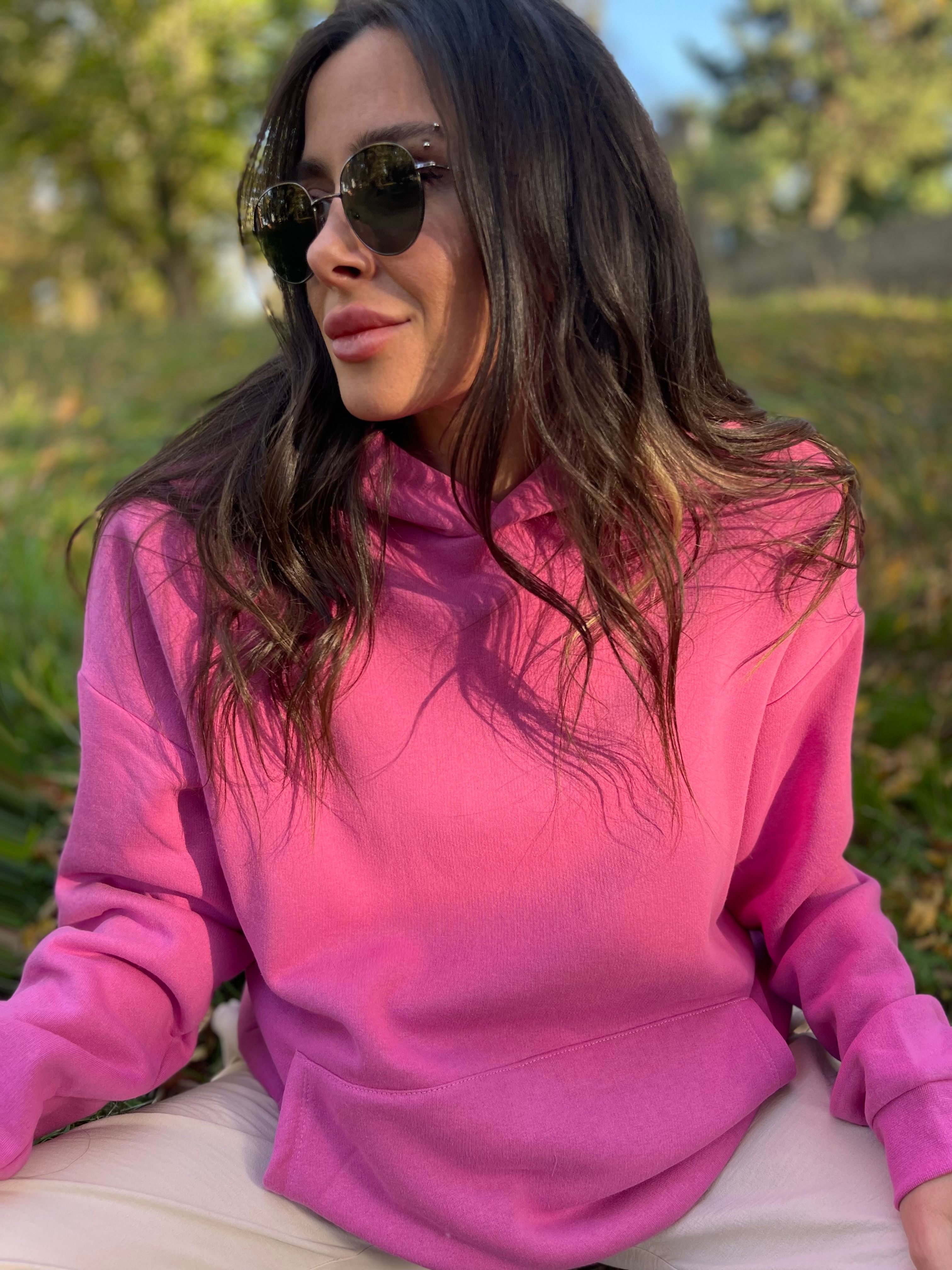 Pembe Kapüşonlu Sweatshirt