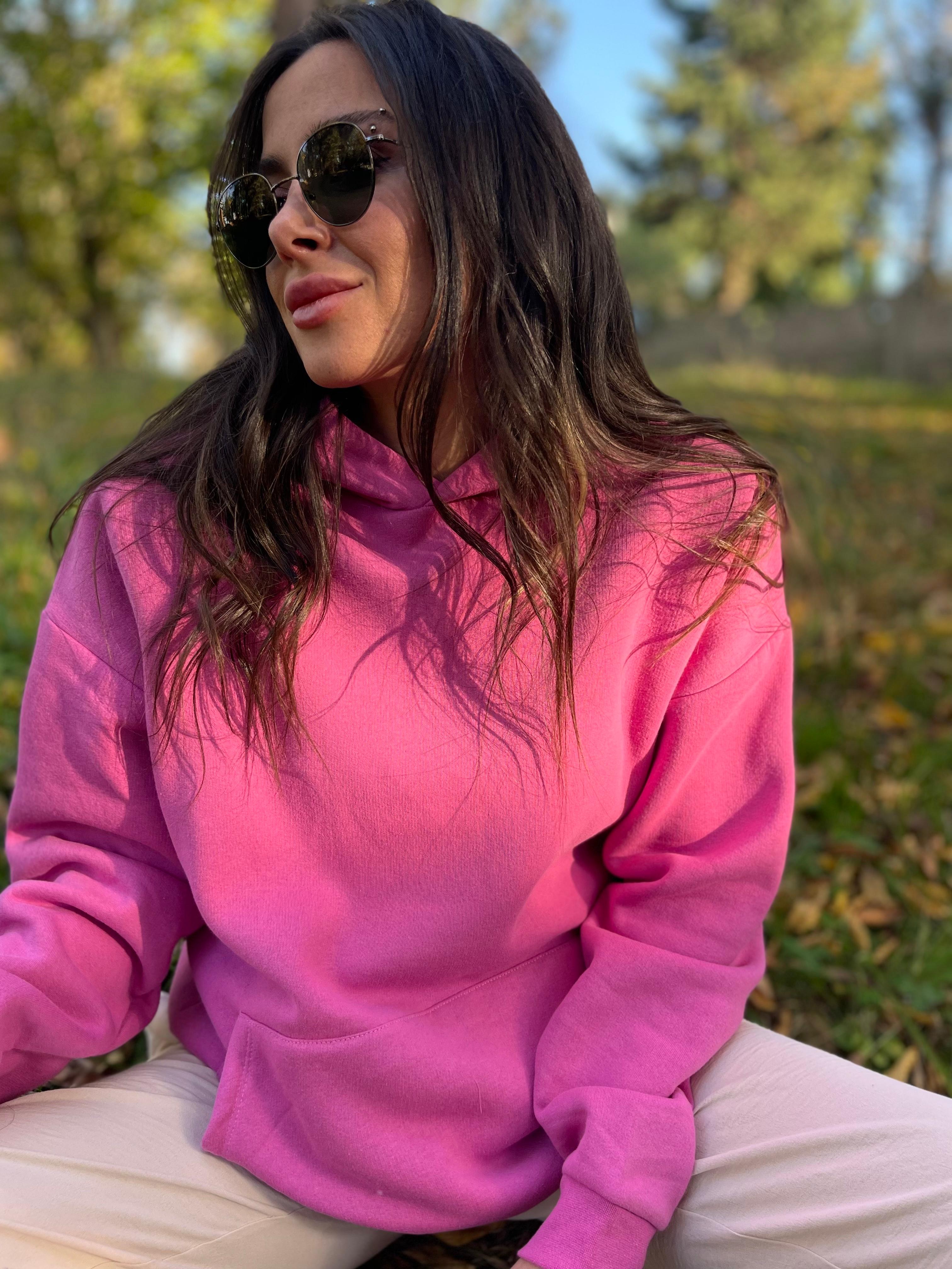 Pembe Kapüşonlu Sweatshirt