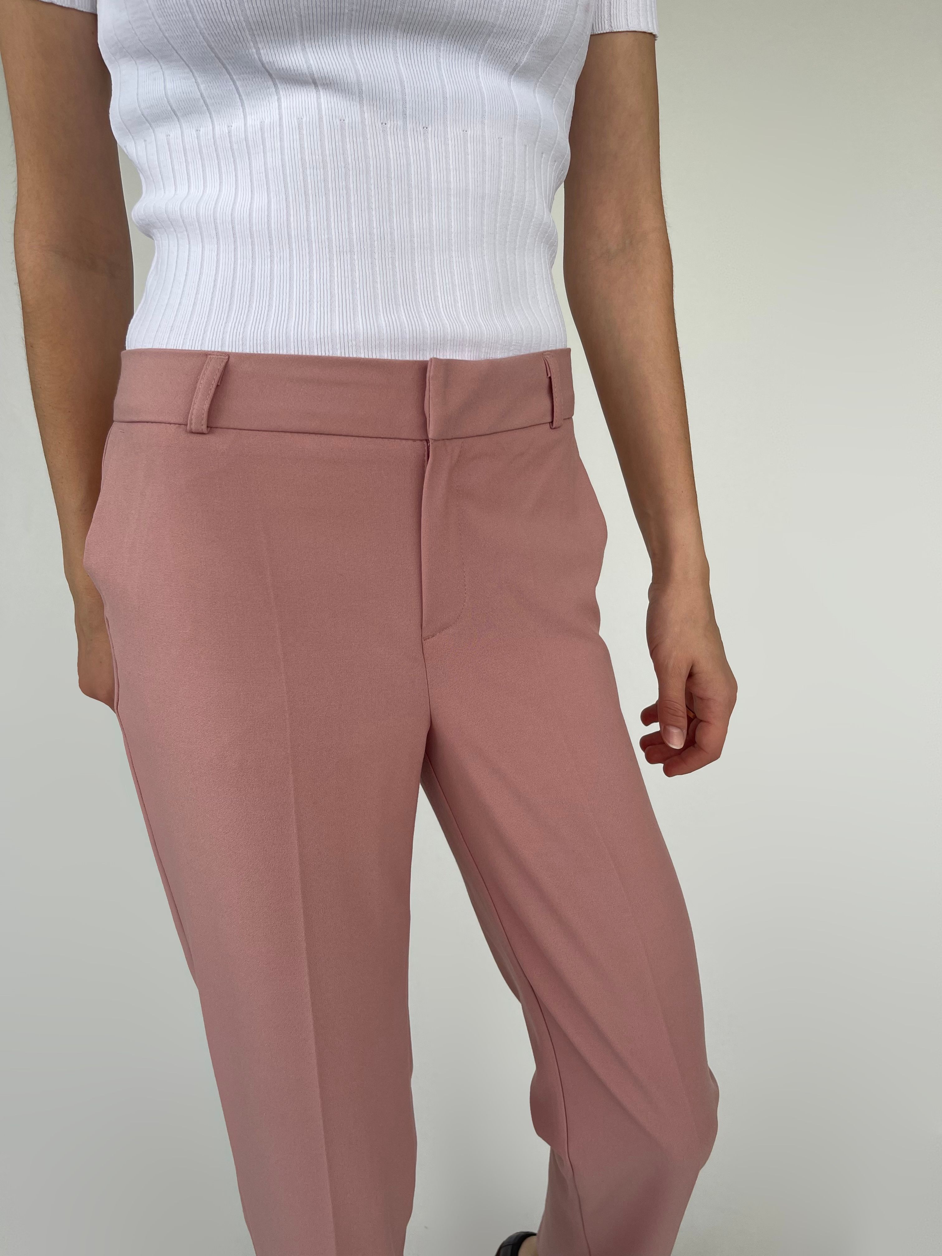 Pudra Pembe Kumaş Pantolon