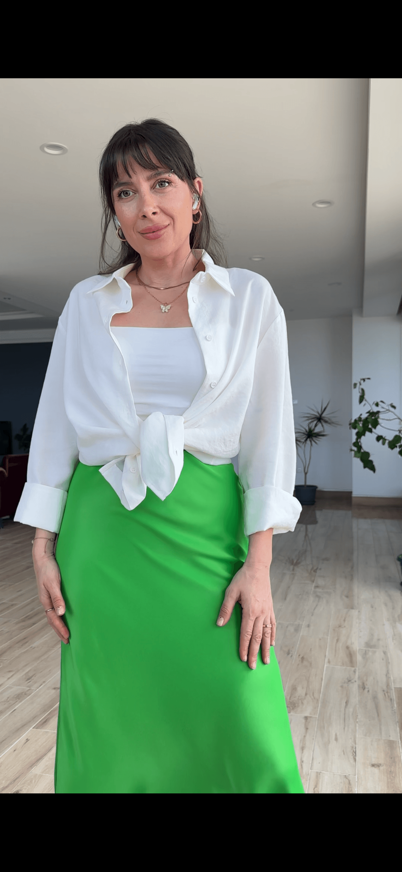 Yeşil Saten Etek