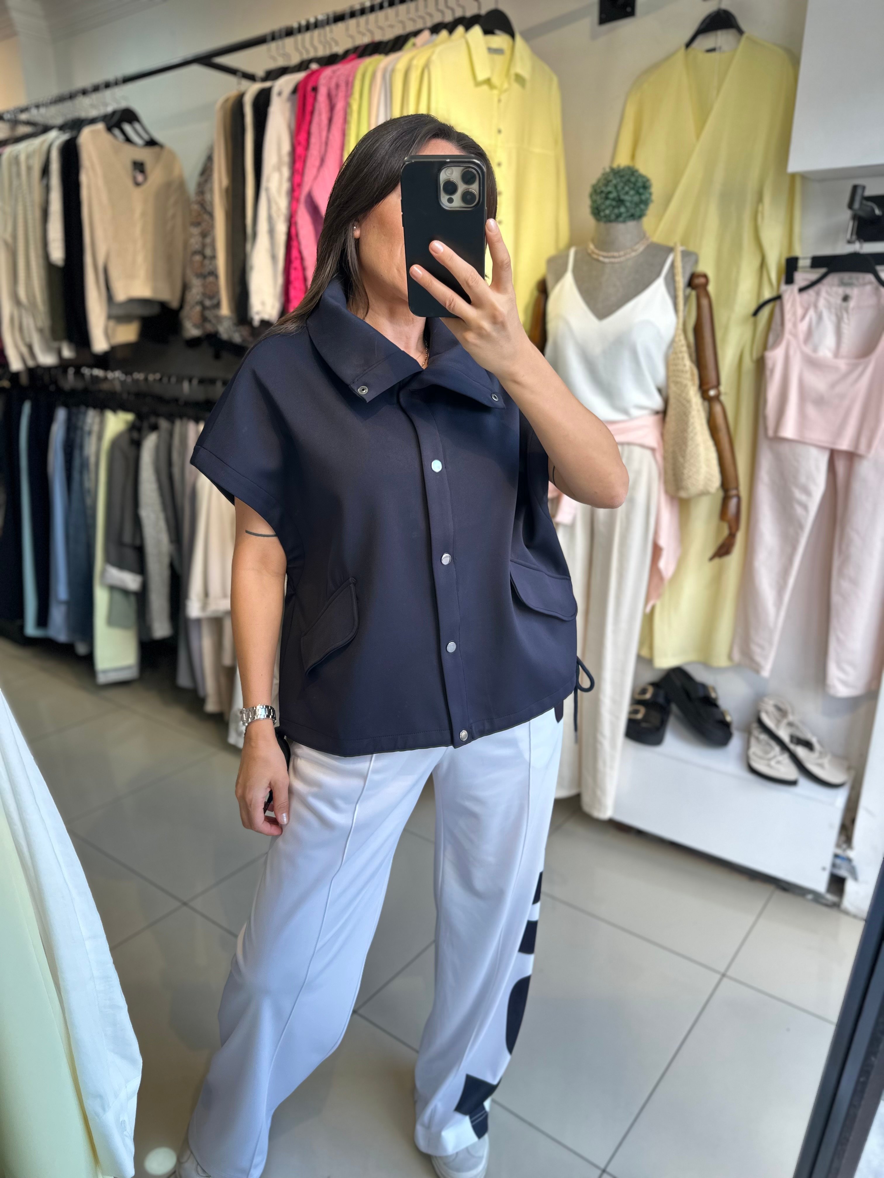 Çıtçıt Düğmeli Cepli Yumuşak Dokulu Oversize Yelek