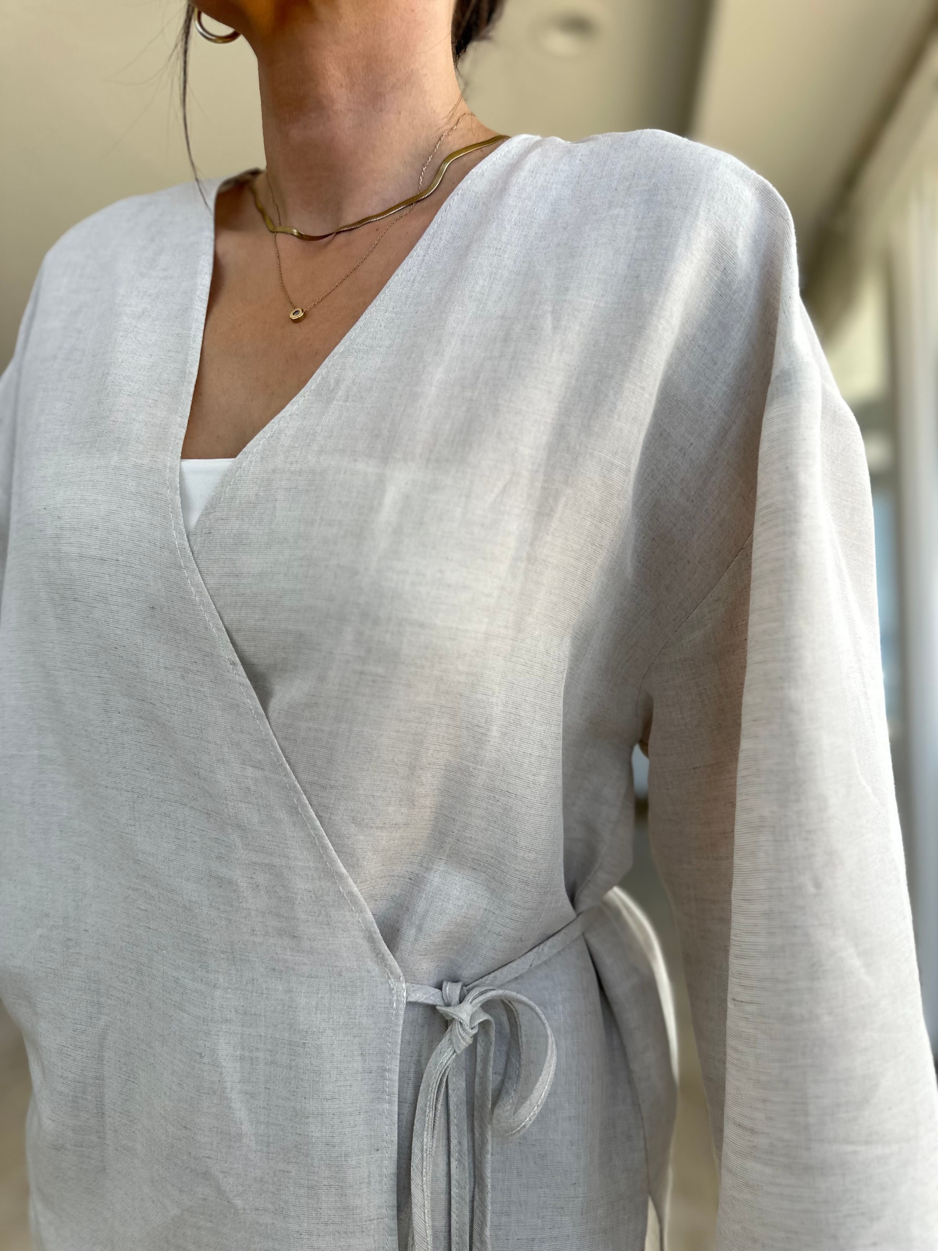 Taş Renk Kimono Pantolon Takım