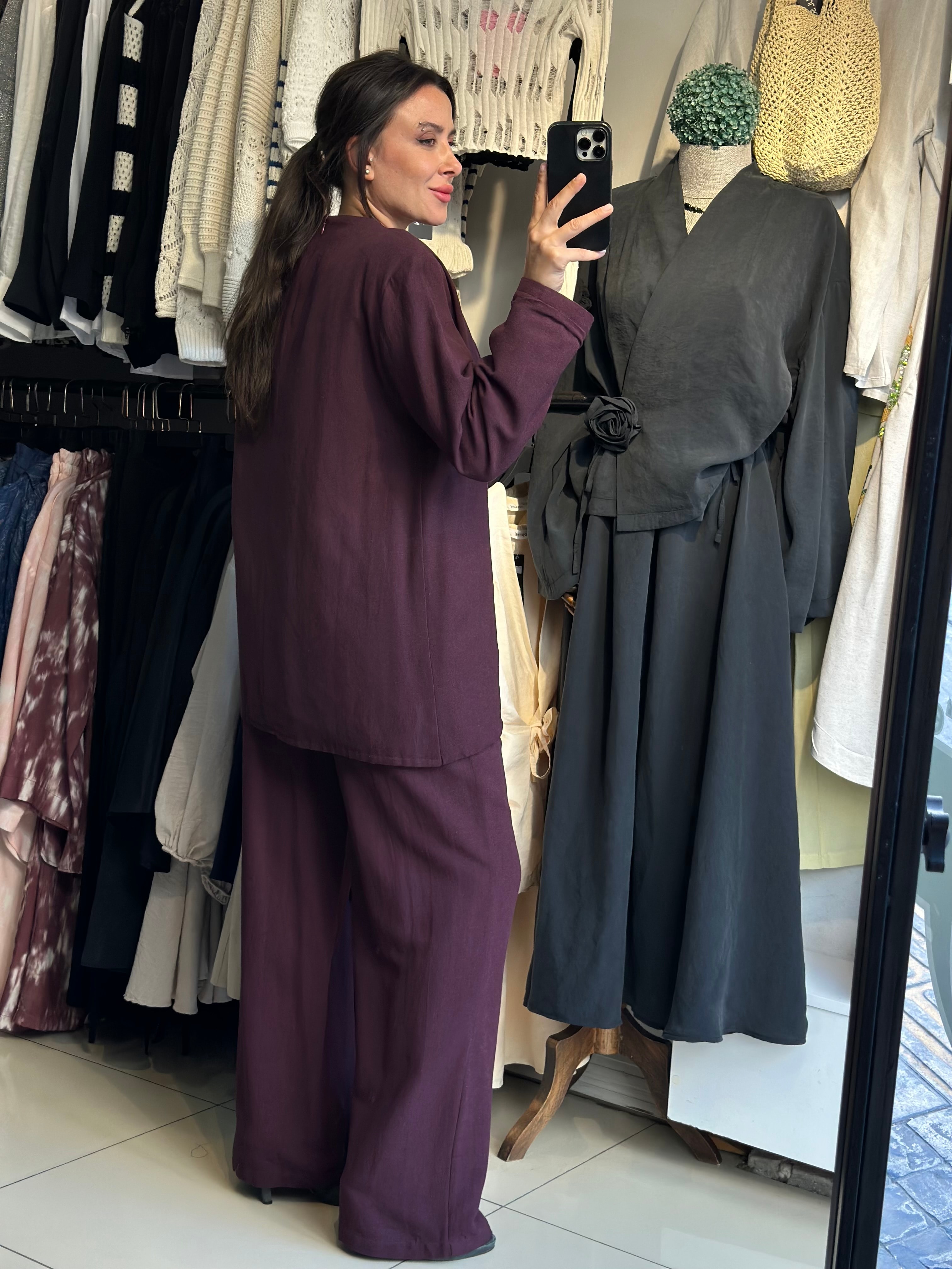 Bordo Ceket Pantolon Takım