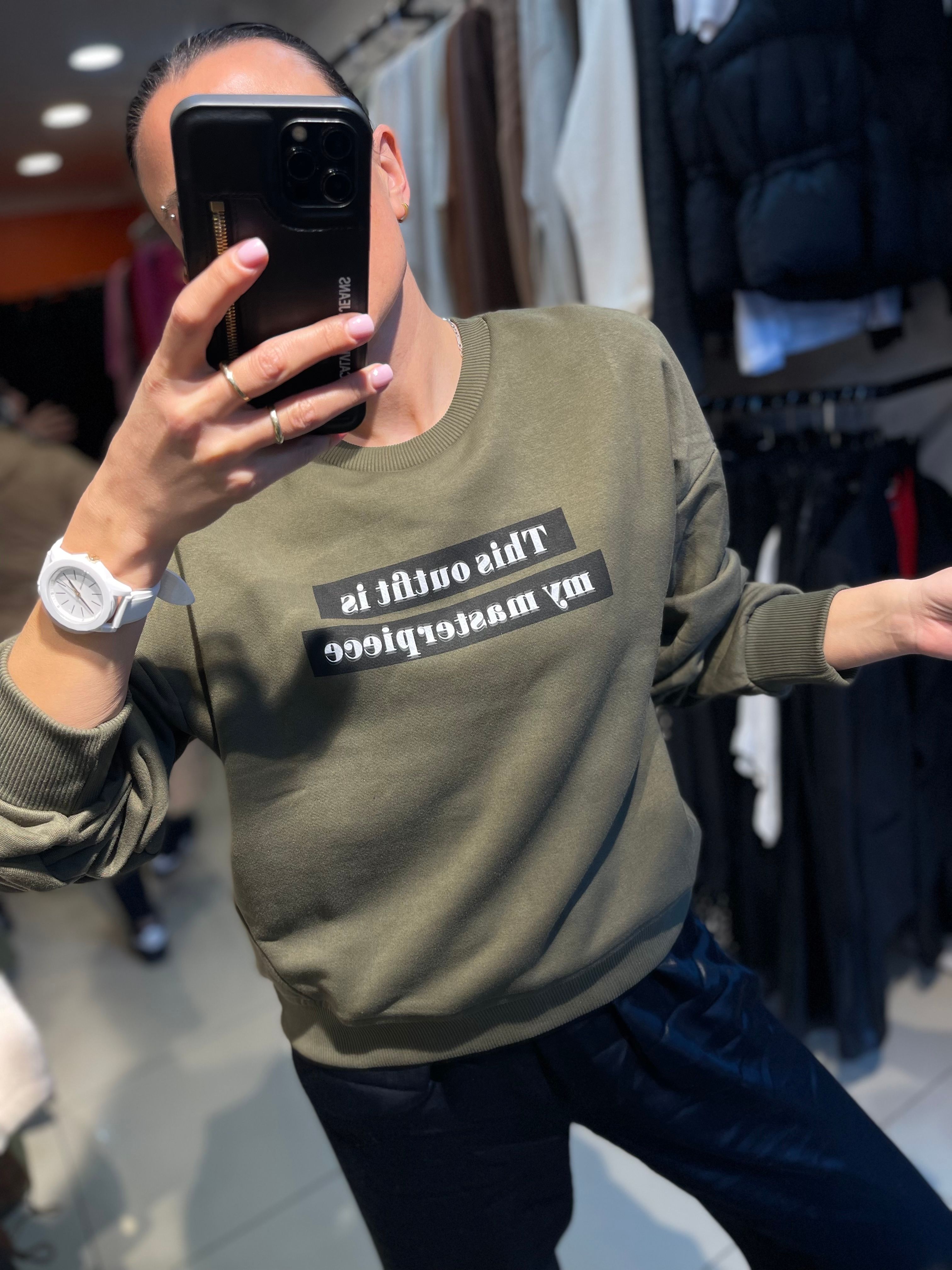 Haki Yazılı Sweatshirt