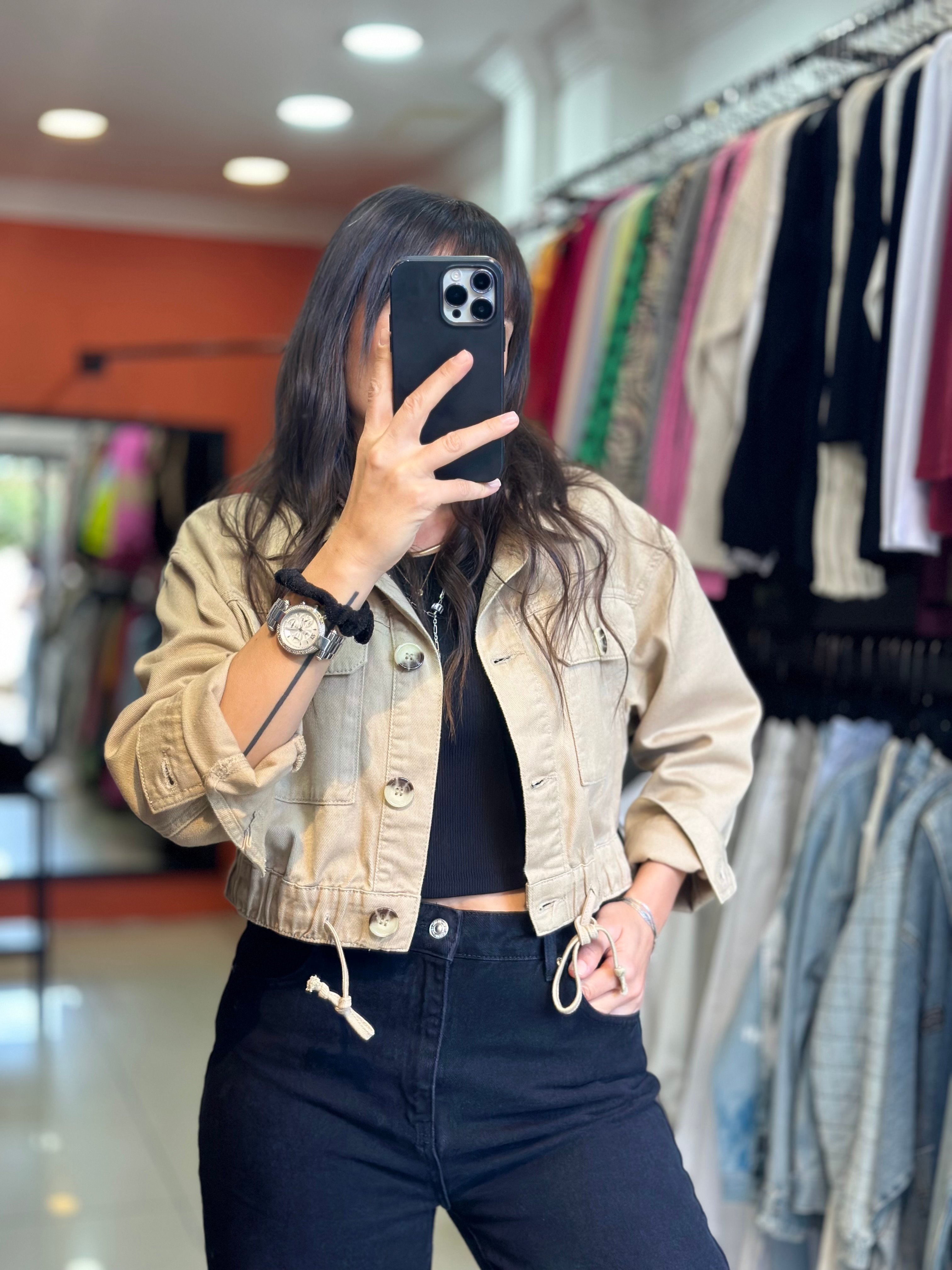 Bej Crop Ceket
