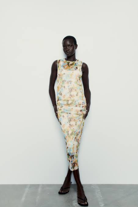 Floral Desenli Uzun Elbise 