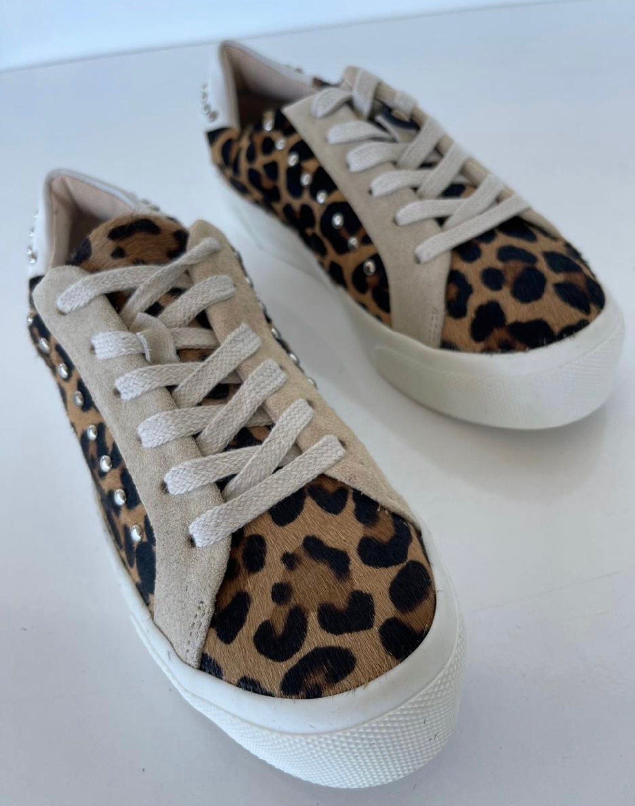 Leopar Desen Deri Sneaker