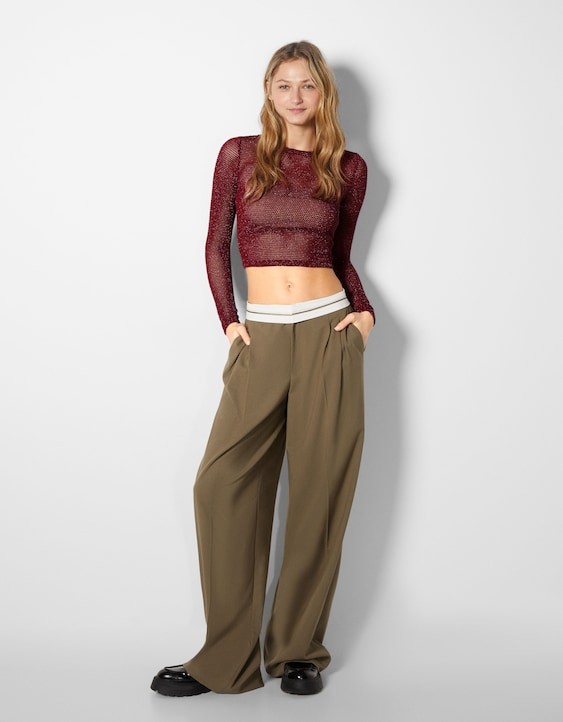 Delikli Crop Bluz 