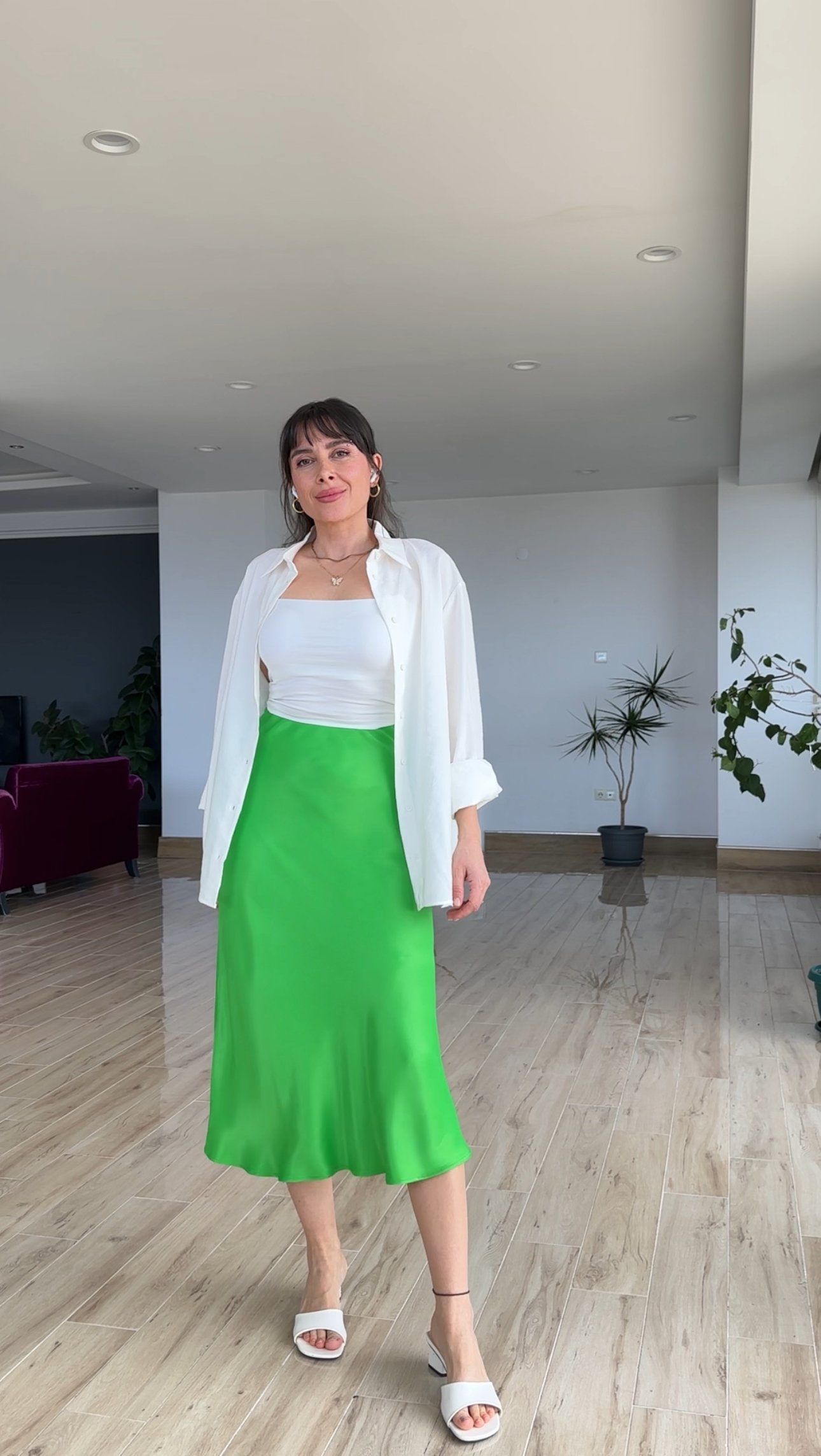 Yeşil Saten Etek