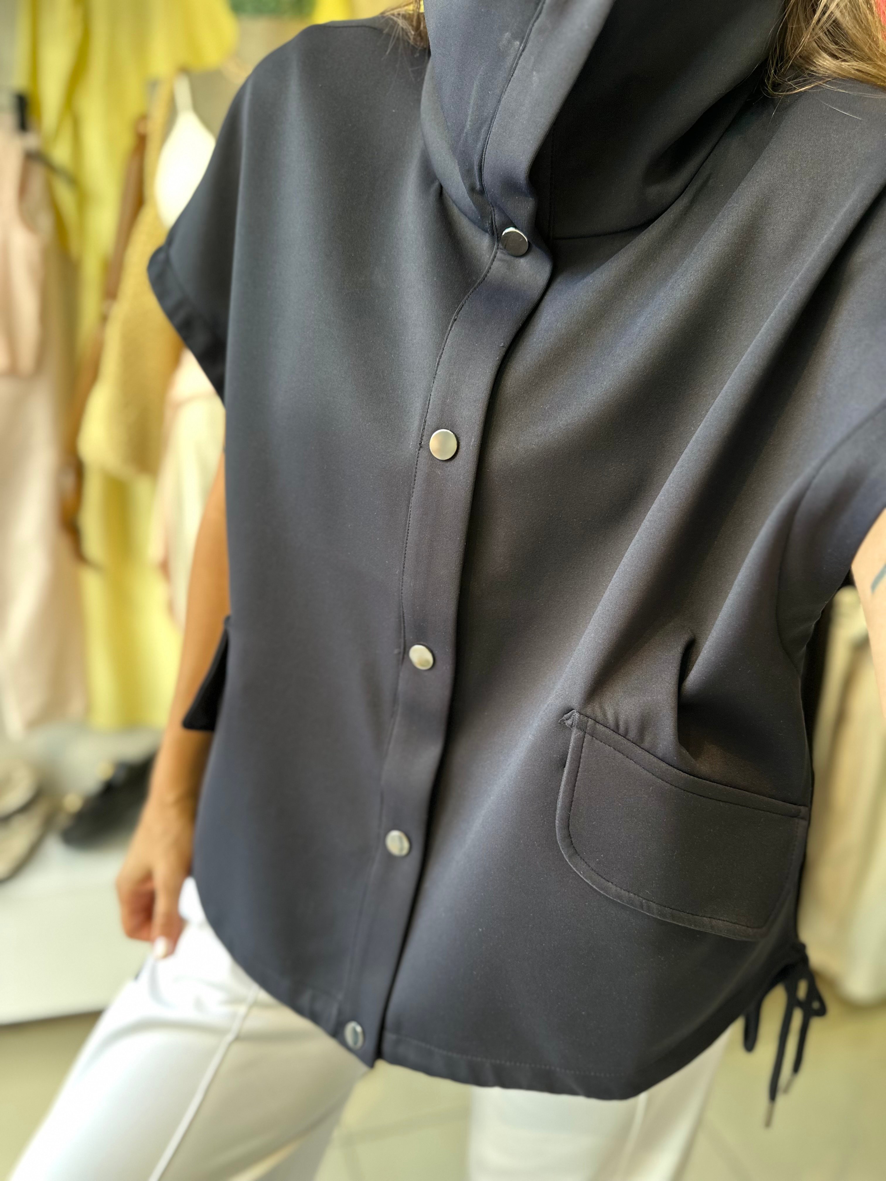 Çıtçıt Düğmeli Cepli Yumuşak Dokulu Oversize Yelek