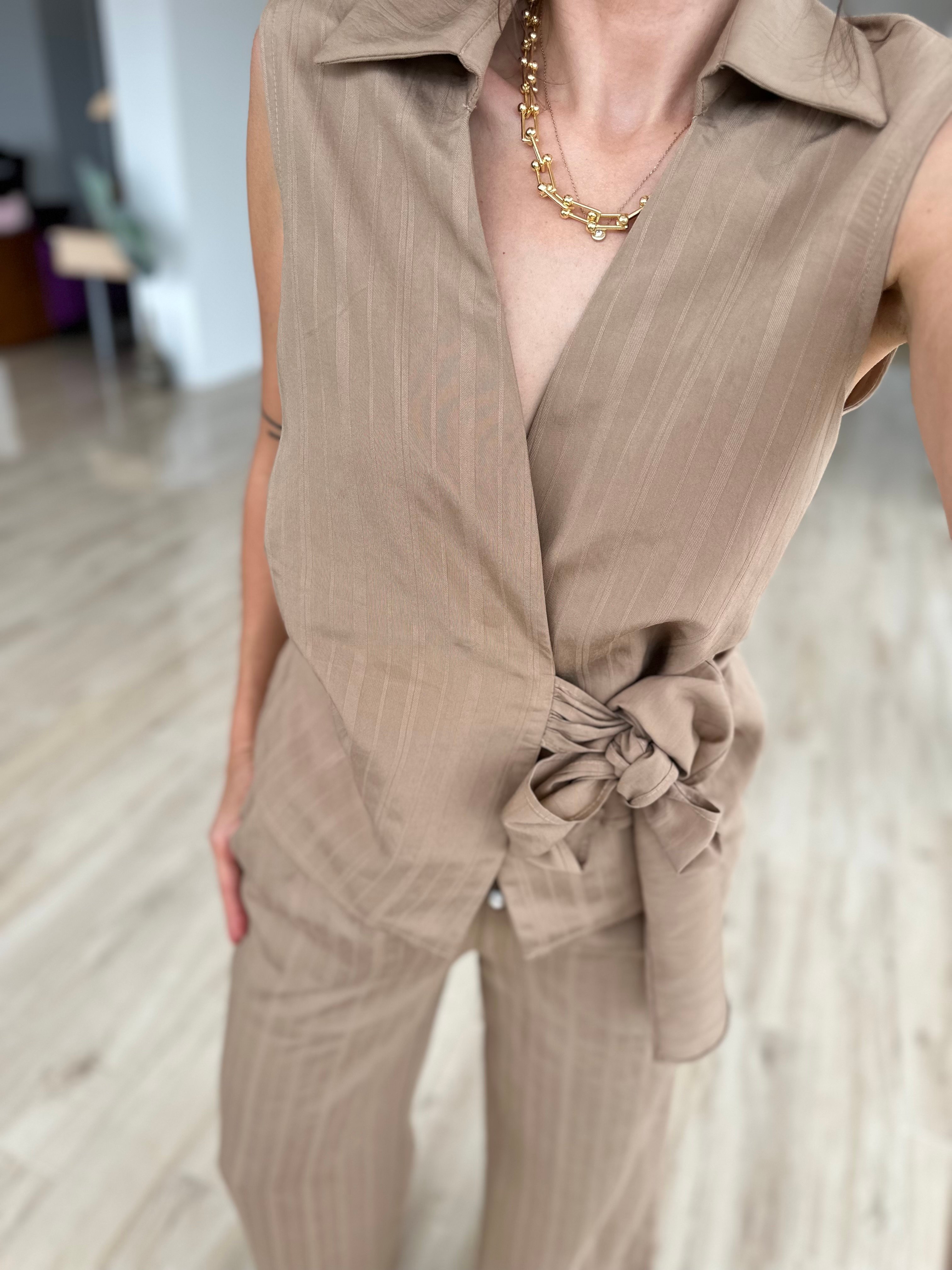 Kruvaze Model Gömlek Pantolon Takım