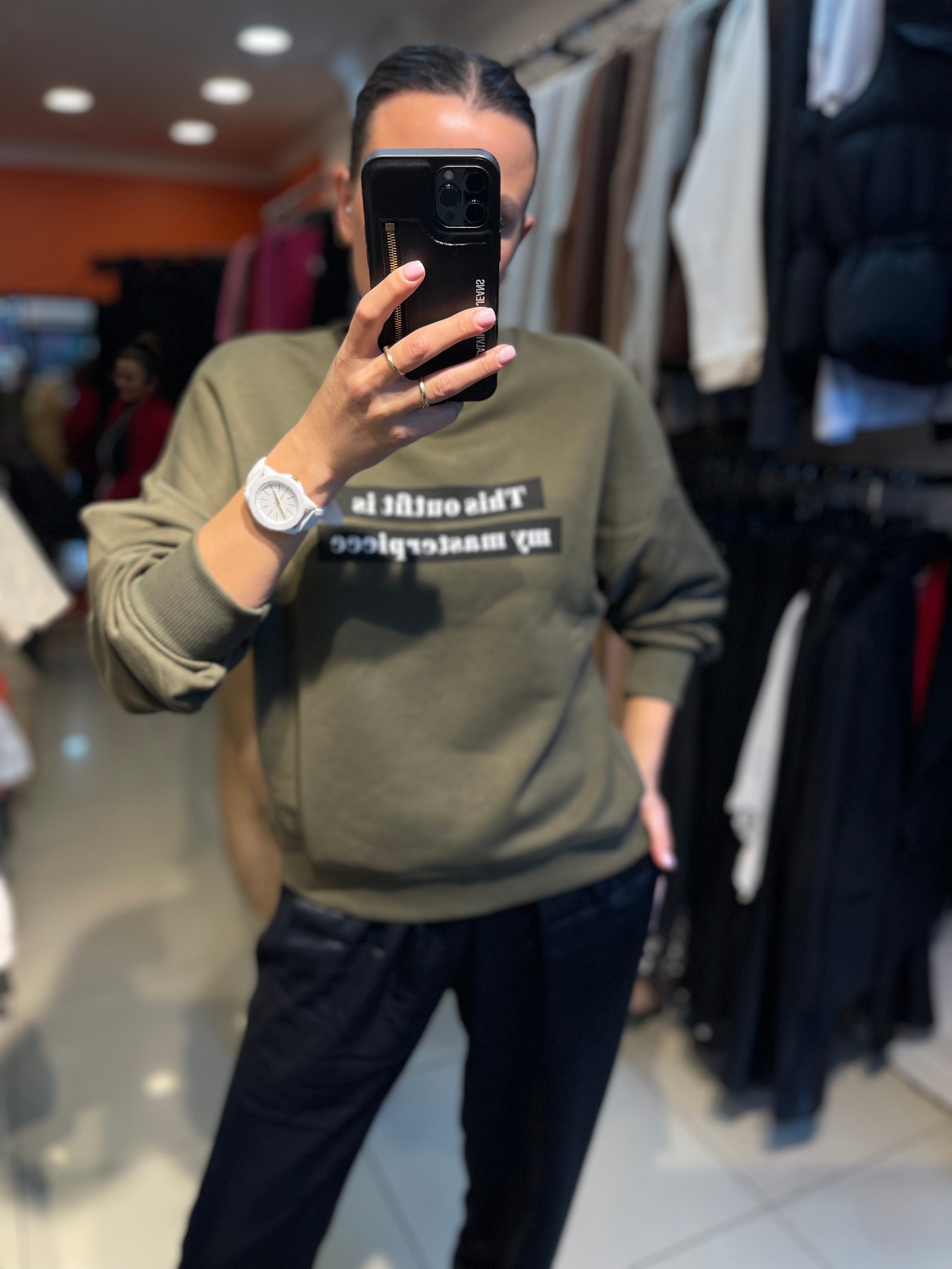 Haki Yazılı Sweatshirt