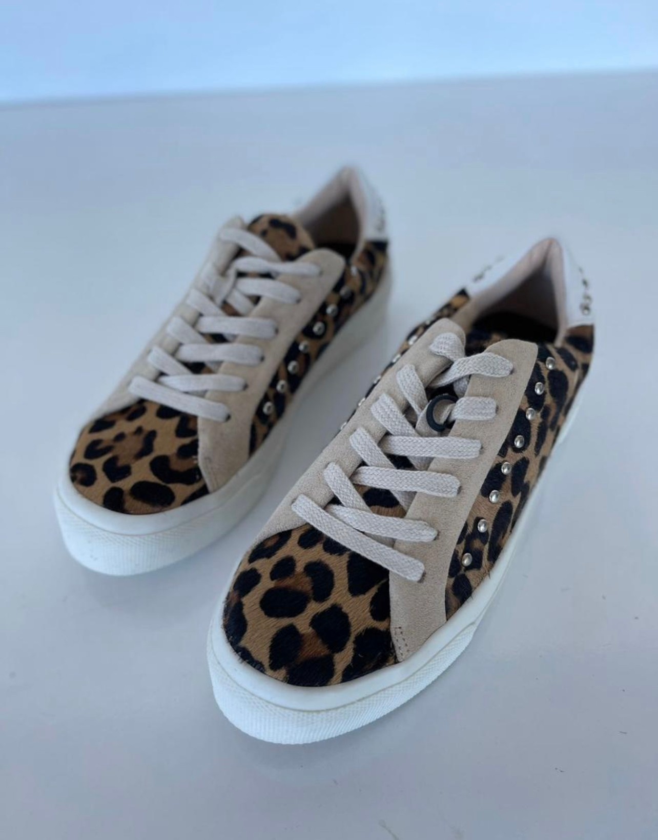 Leopar Desen Deri Sneaker