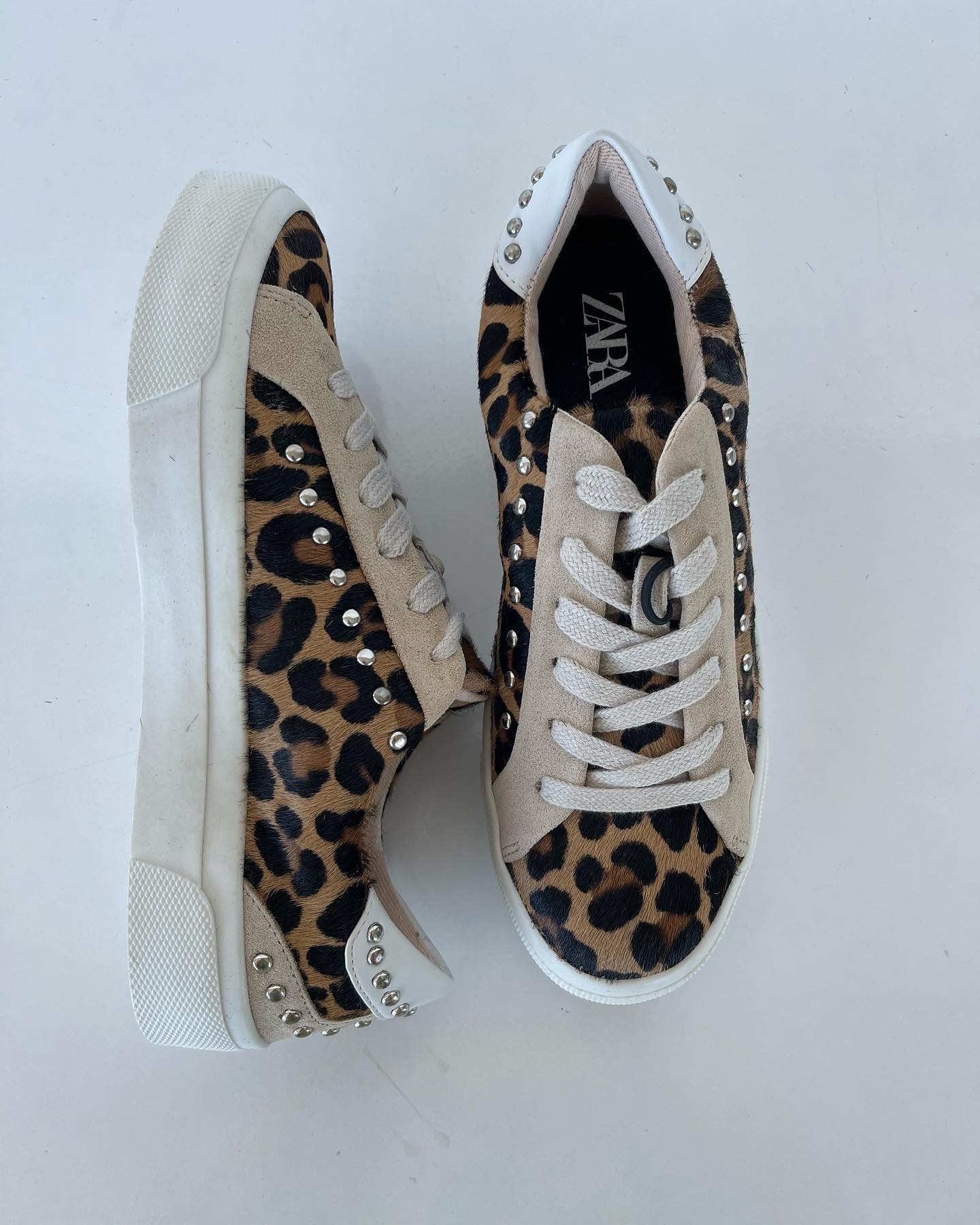 Leopar Desen Deri Sneaker