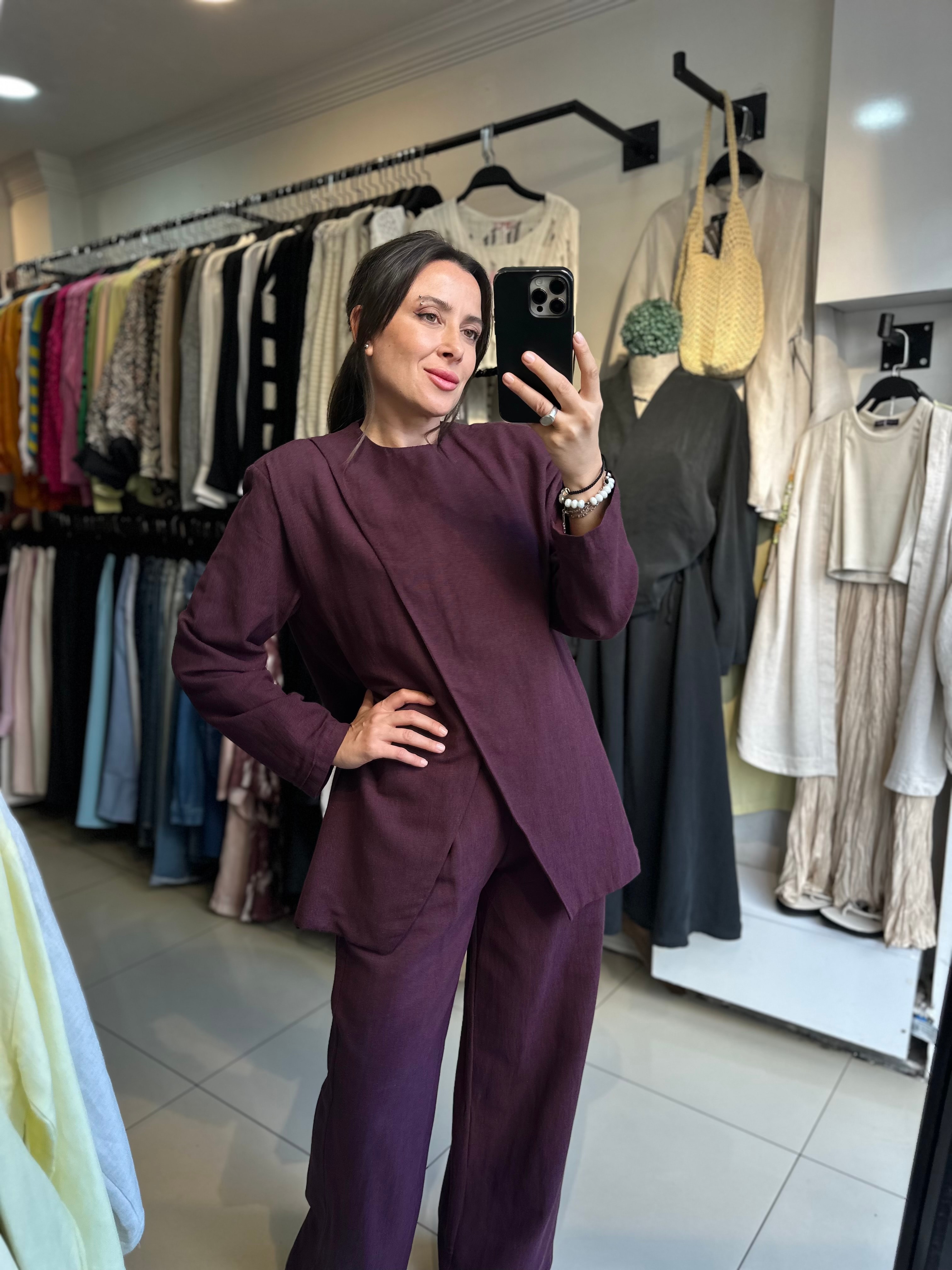 Bordo Ceket Pantolon Takım
