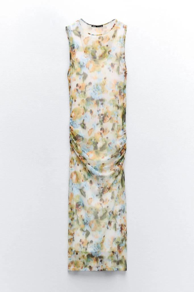 Floral Desenli Uzun Elbise 