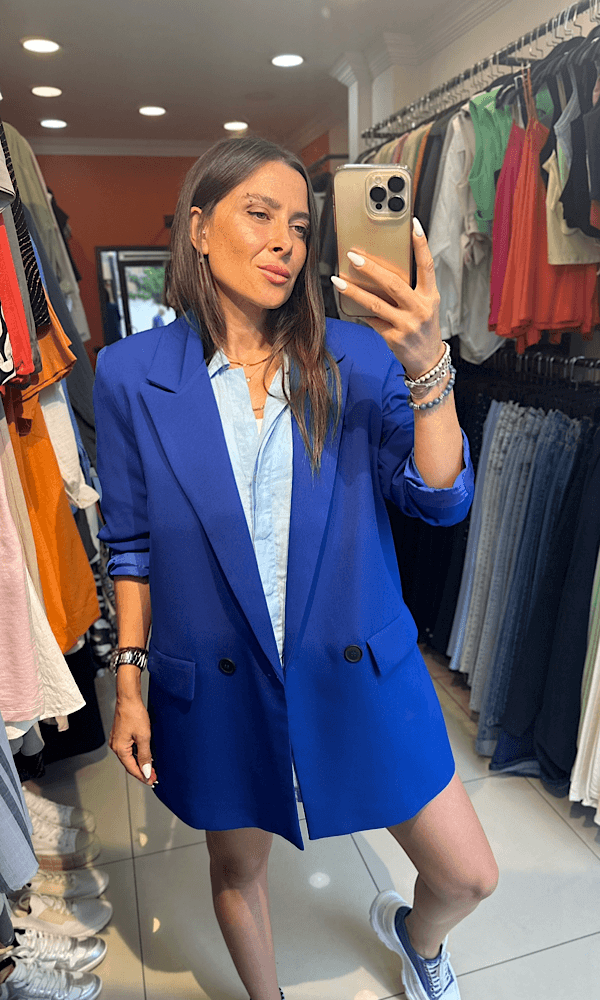 Saks Mavi Blazer Ceket
