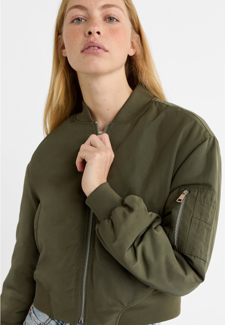 Haki Şişme Bomber Mont