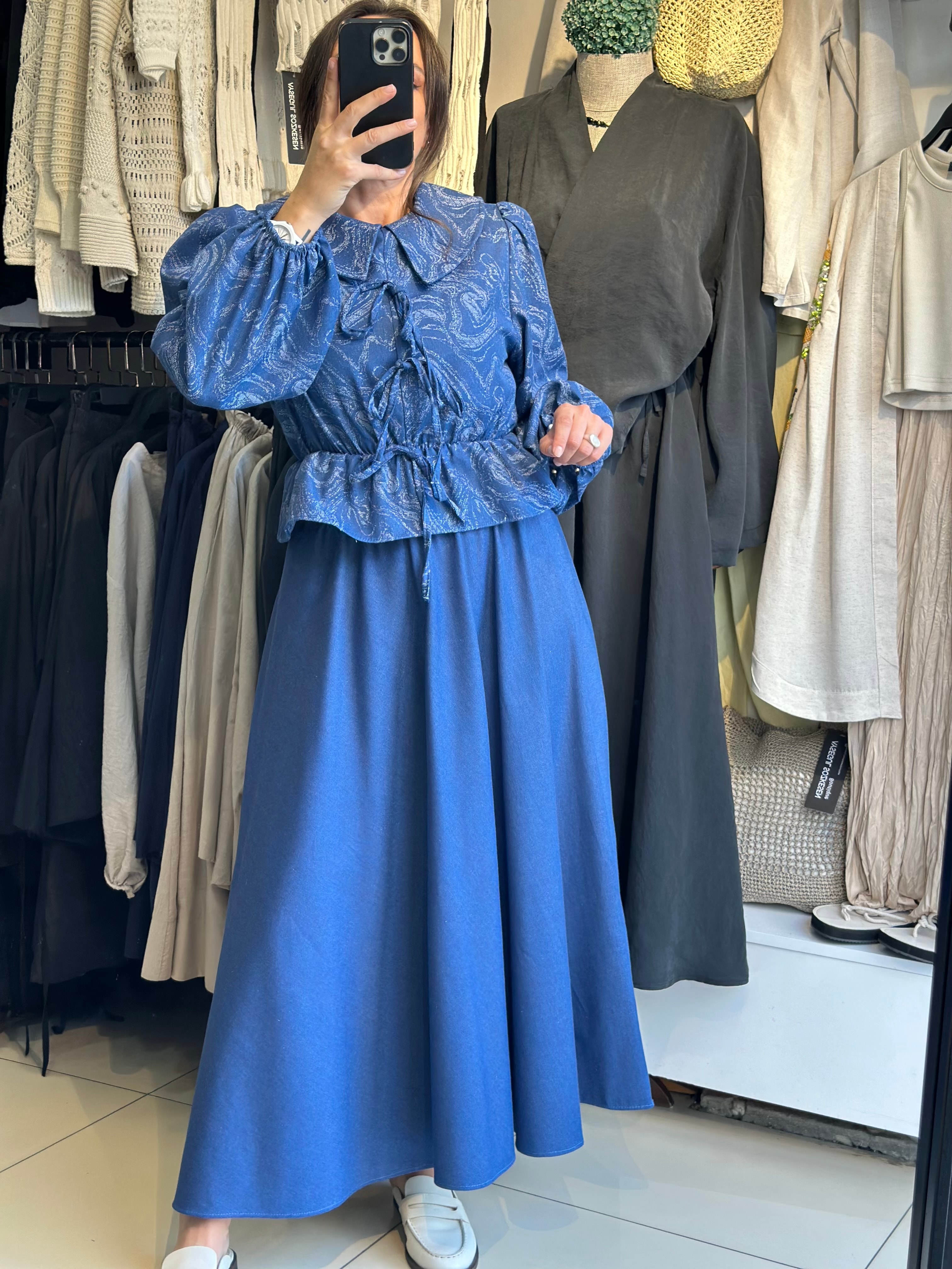 Denim Efektli Bluz