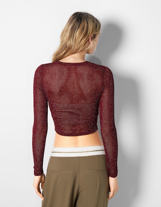 Delikli Crop Bluz 