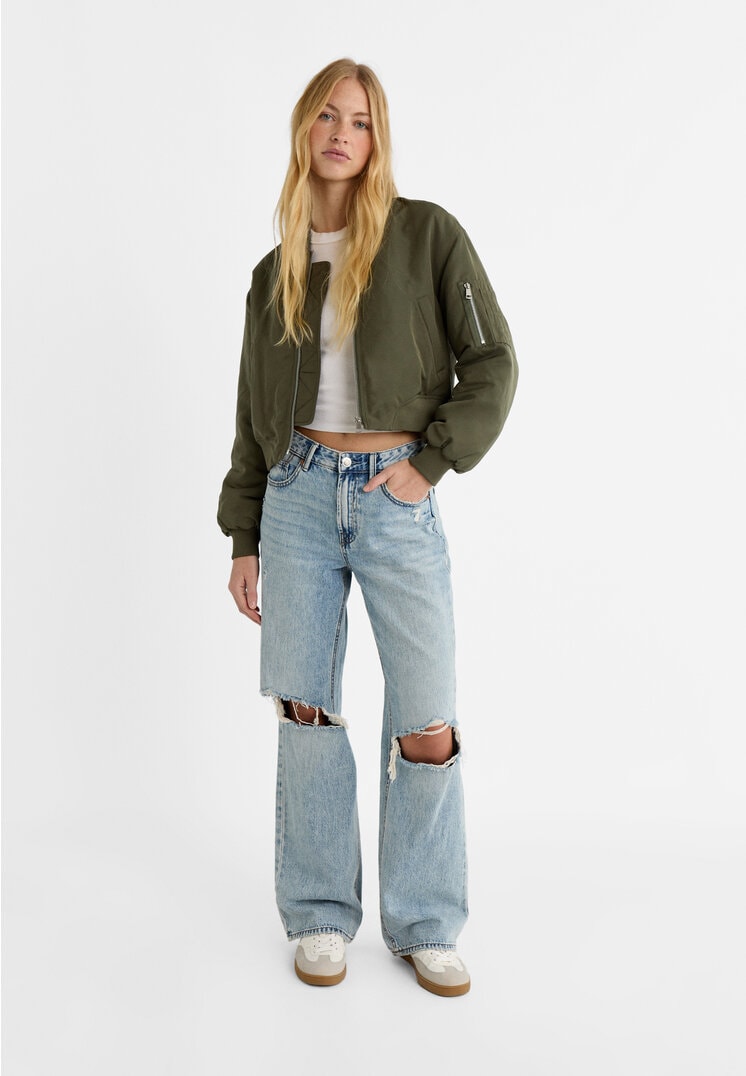 Haki Şişme Bomber Mont