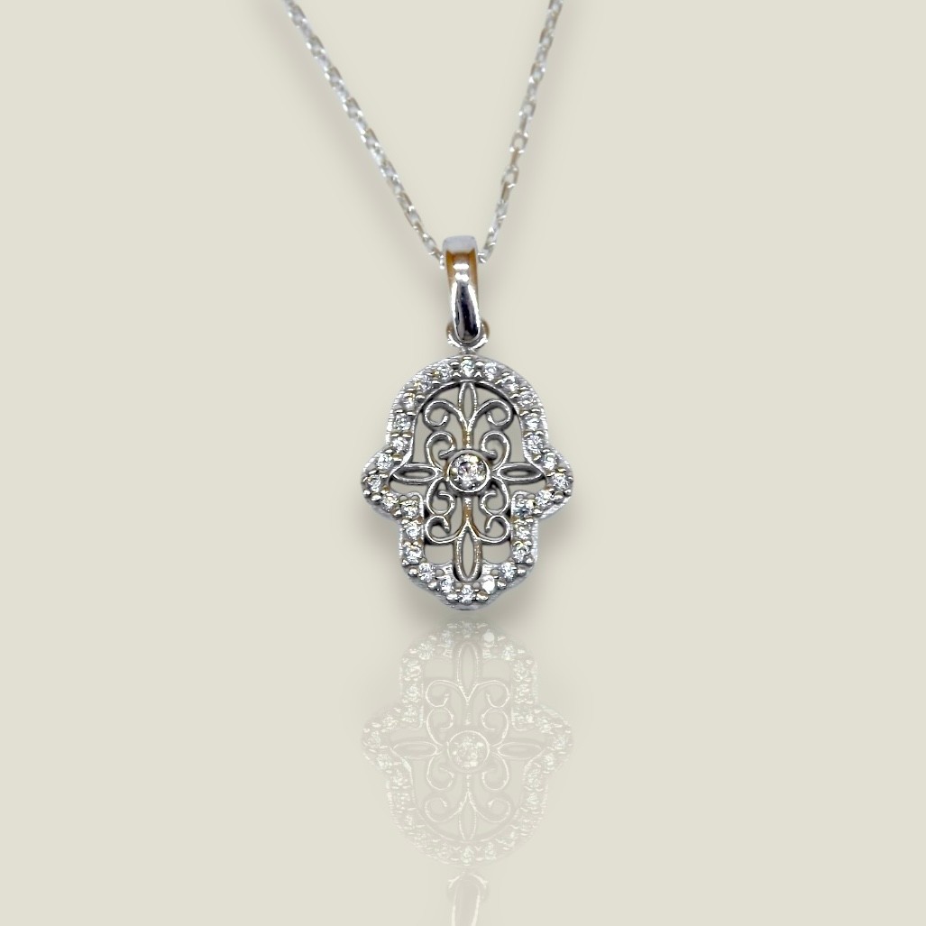 Motifli Hamsa Kolye