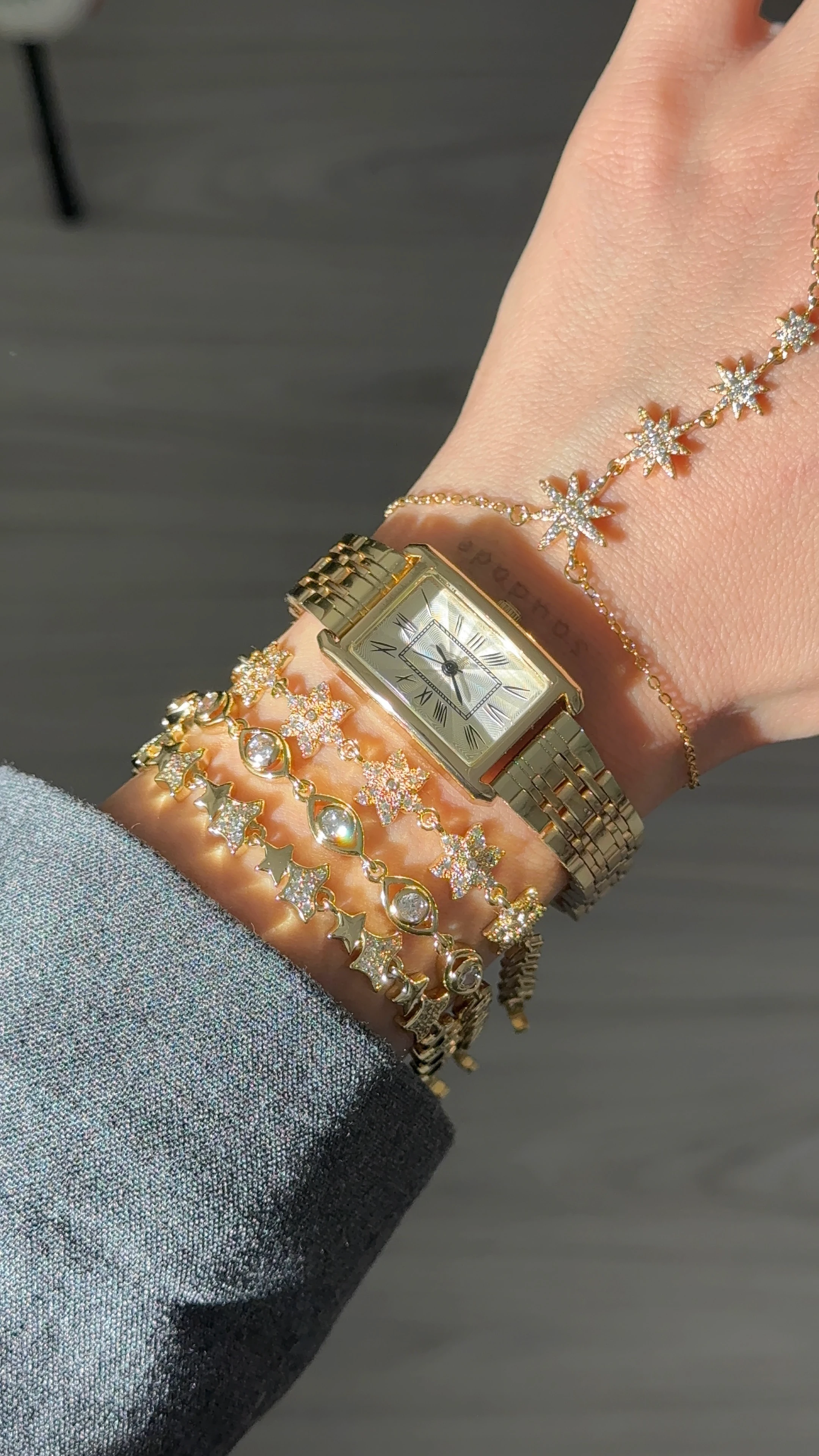 Çelik | Gold Dikdörtgen saat 