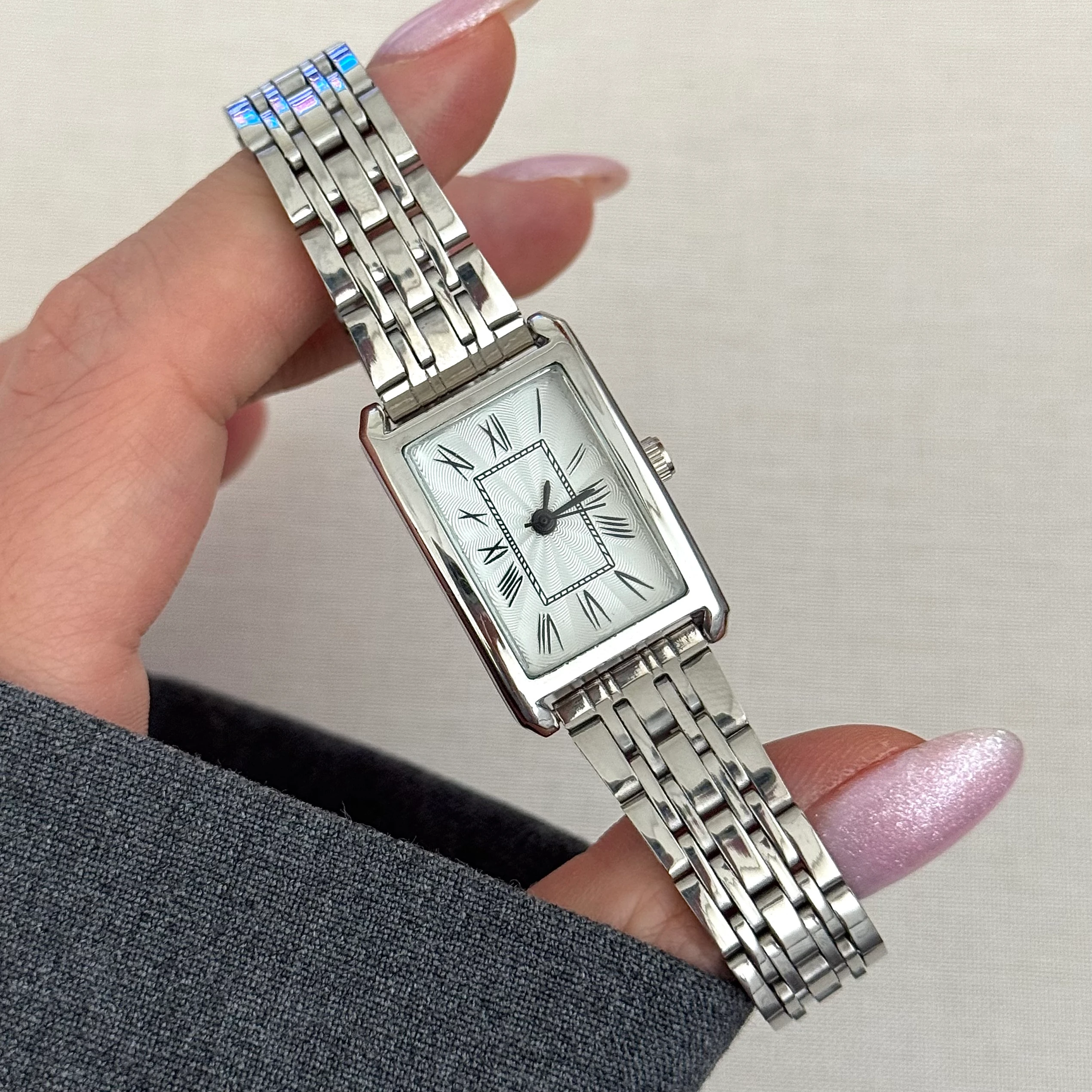 Çelik | Silver Dikdörtgen saat