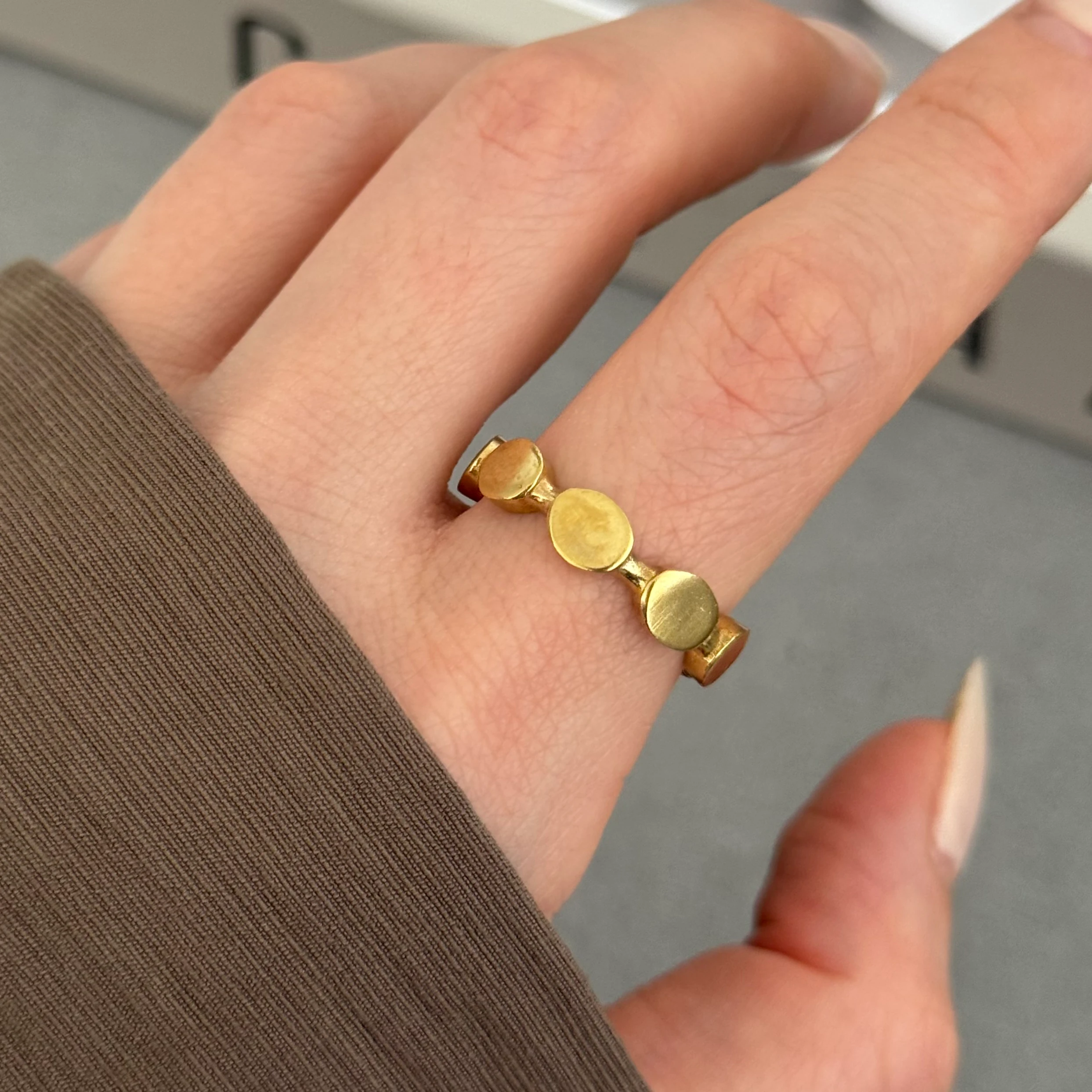 Saf pirinç Vintage ara yüzük 