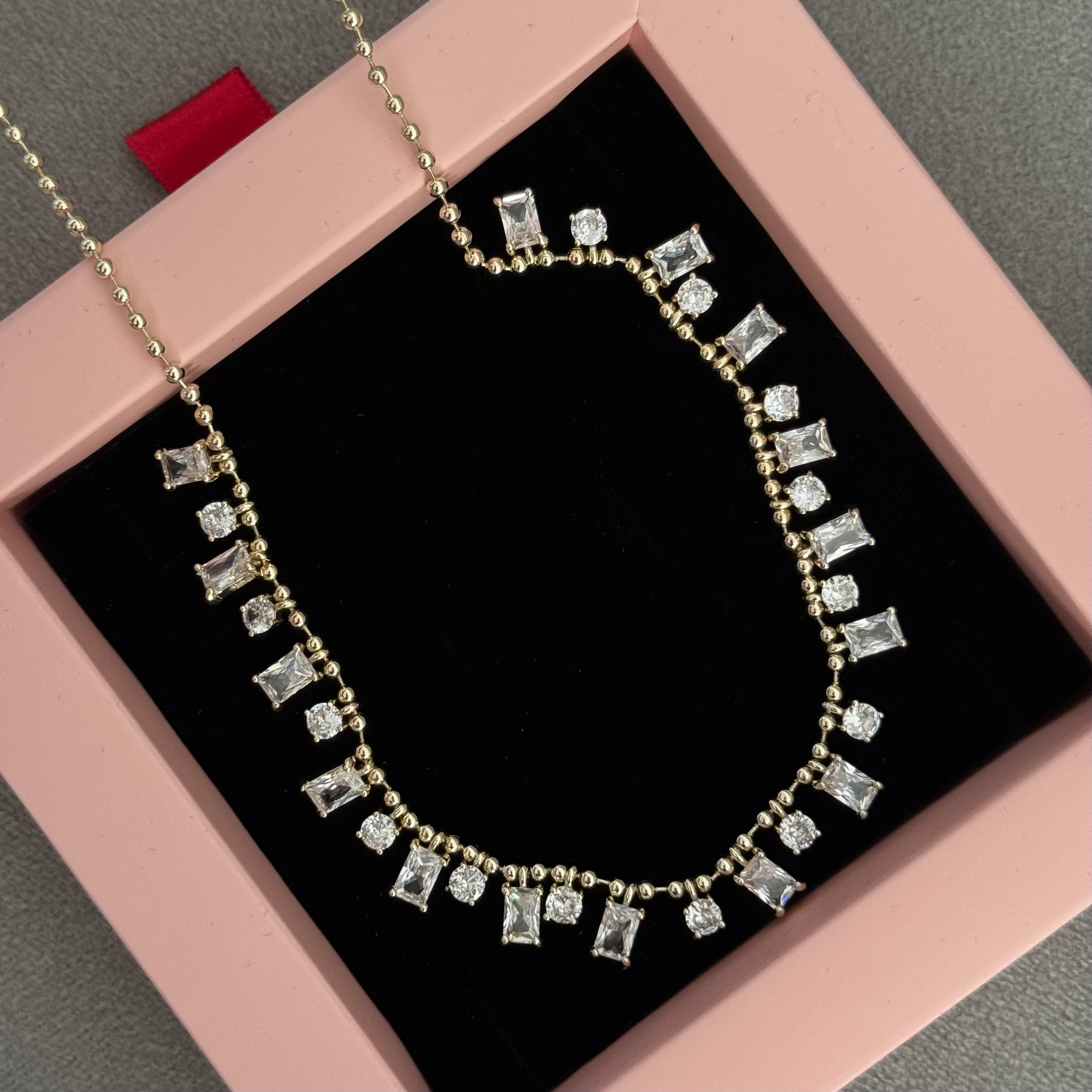 14k premium baget kolye 