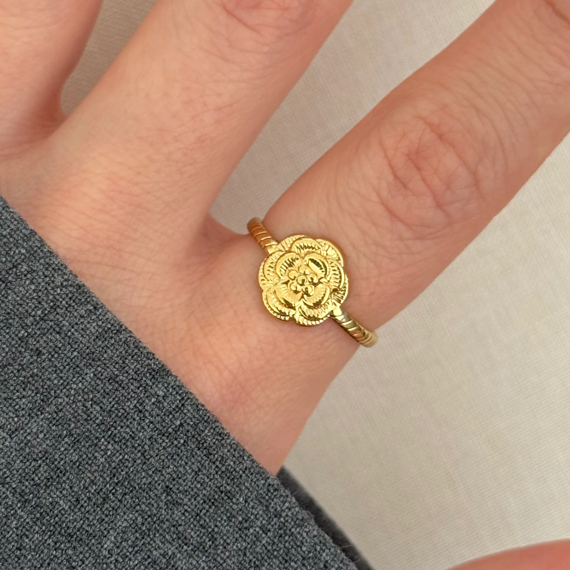 Çelik | Gold gül yüzük 