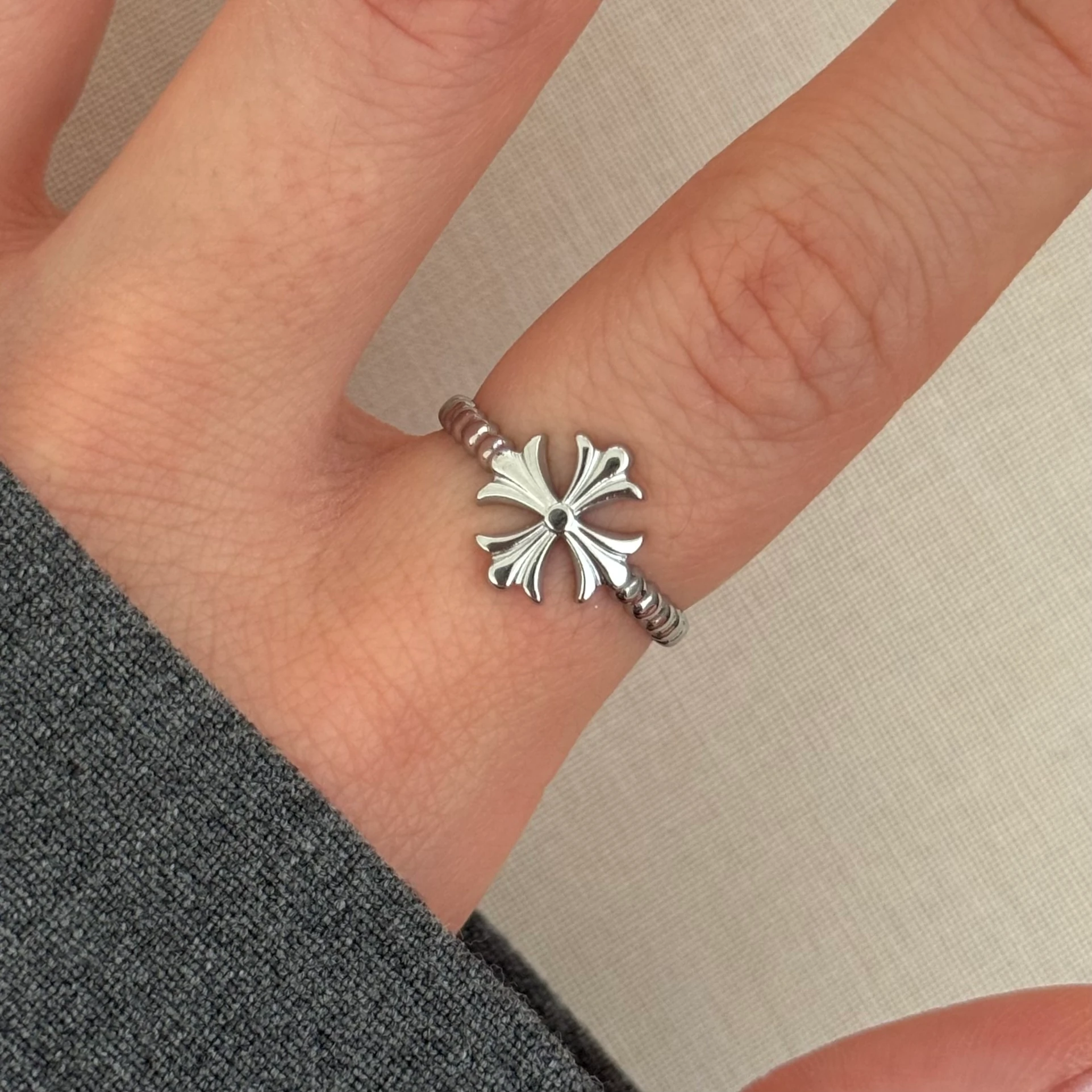 Çelik | Silver antik motif yüzük 