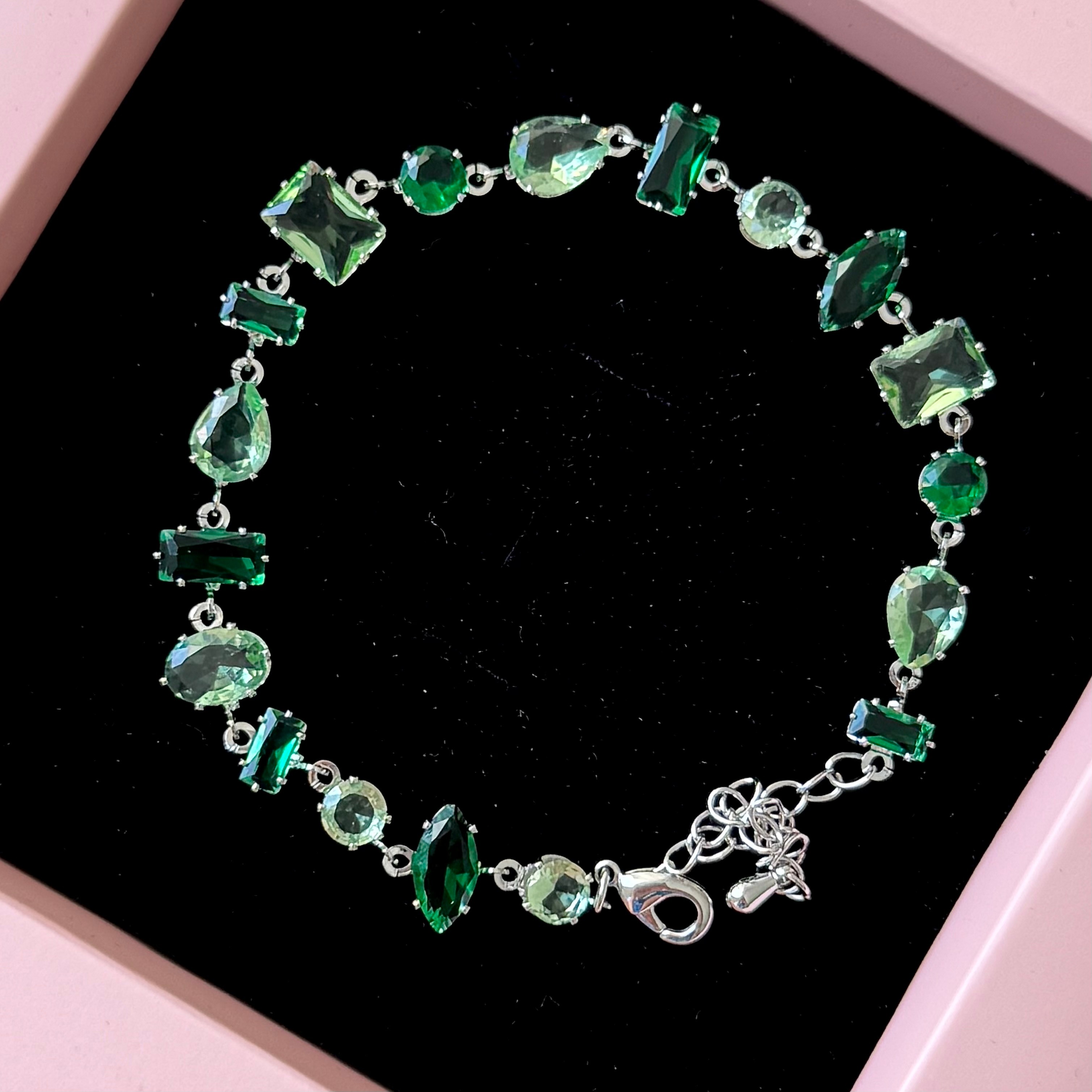 Swarovski | Yeşil - Silver Gema bileklik