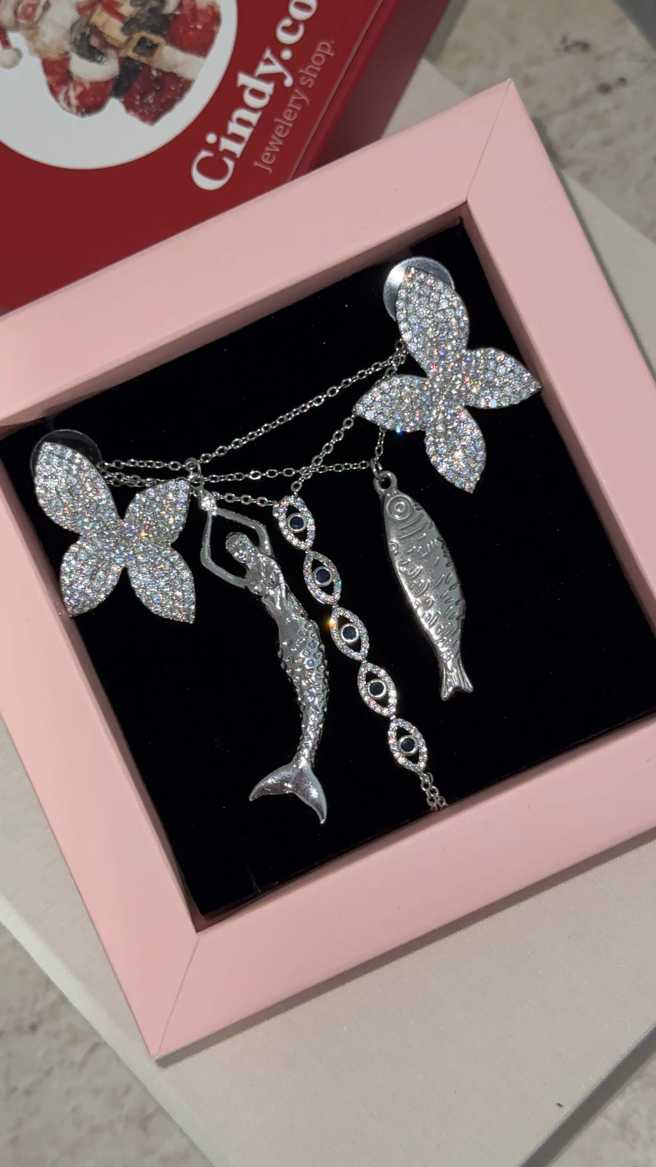 Silver | Lacivert gözlü taşlı şahmeran 