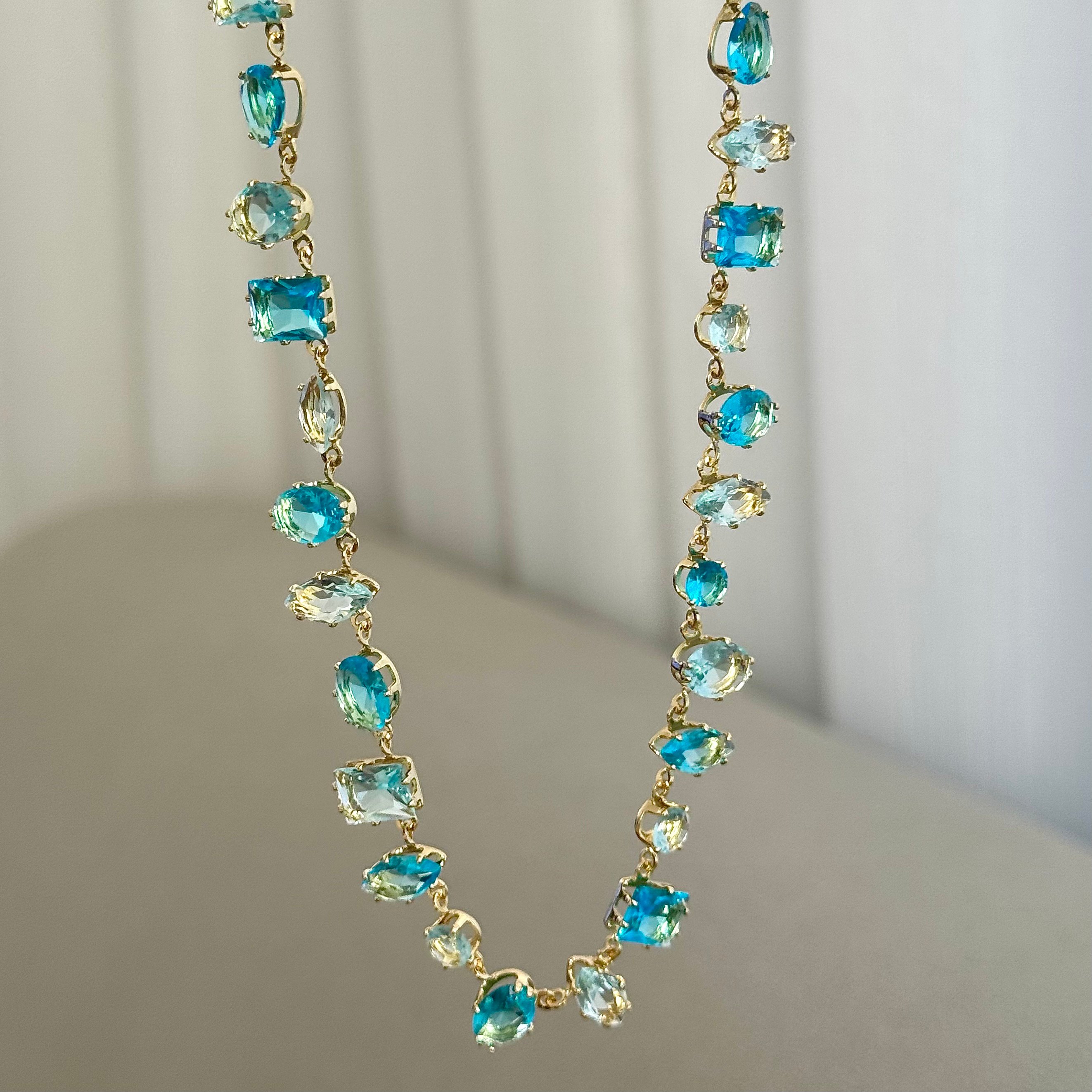 Swarovski | Gold - Mavi Gema kolye