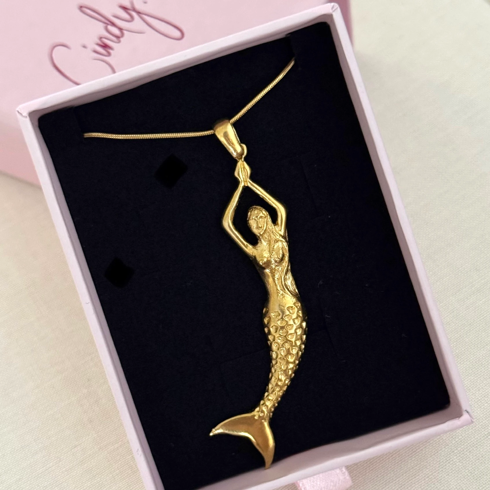 Çelik | Gold mermaid kolye 