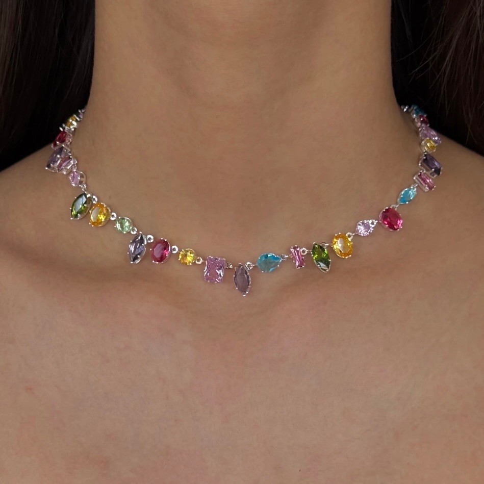 swarovski muadili renkli taşlı kolye 