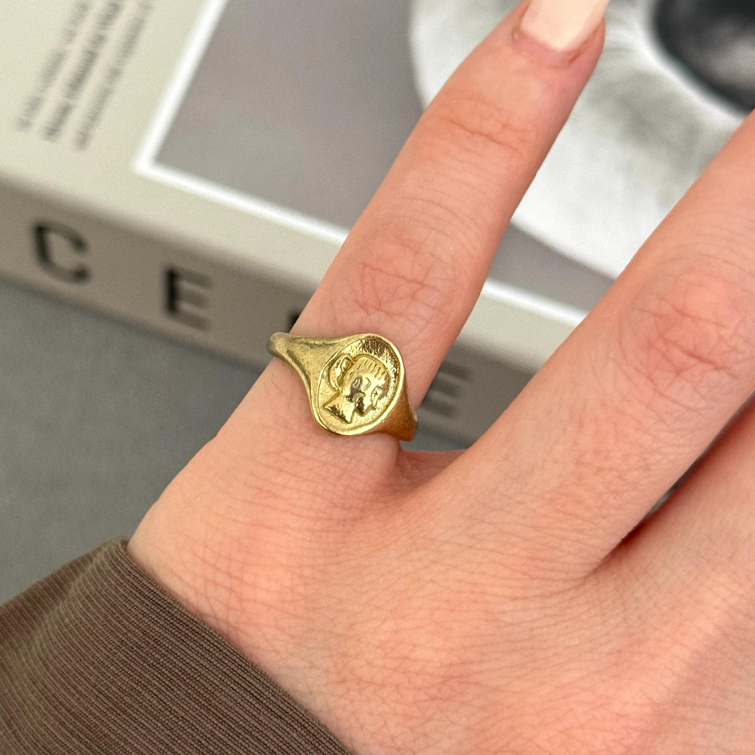 Vintage saf pirinç matmazel yüzük 