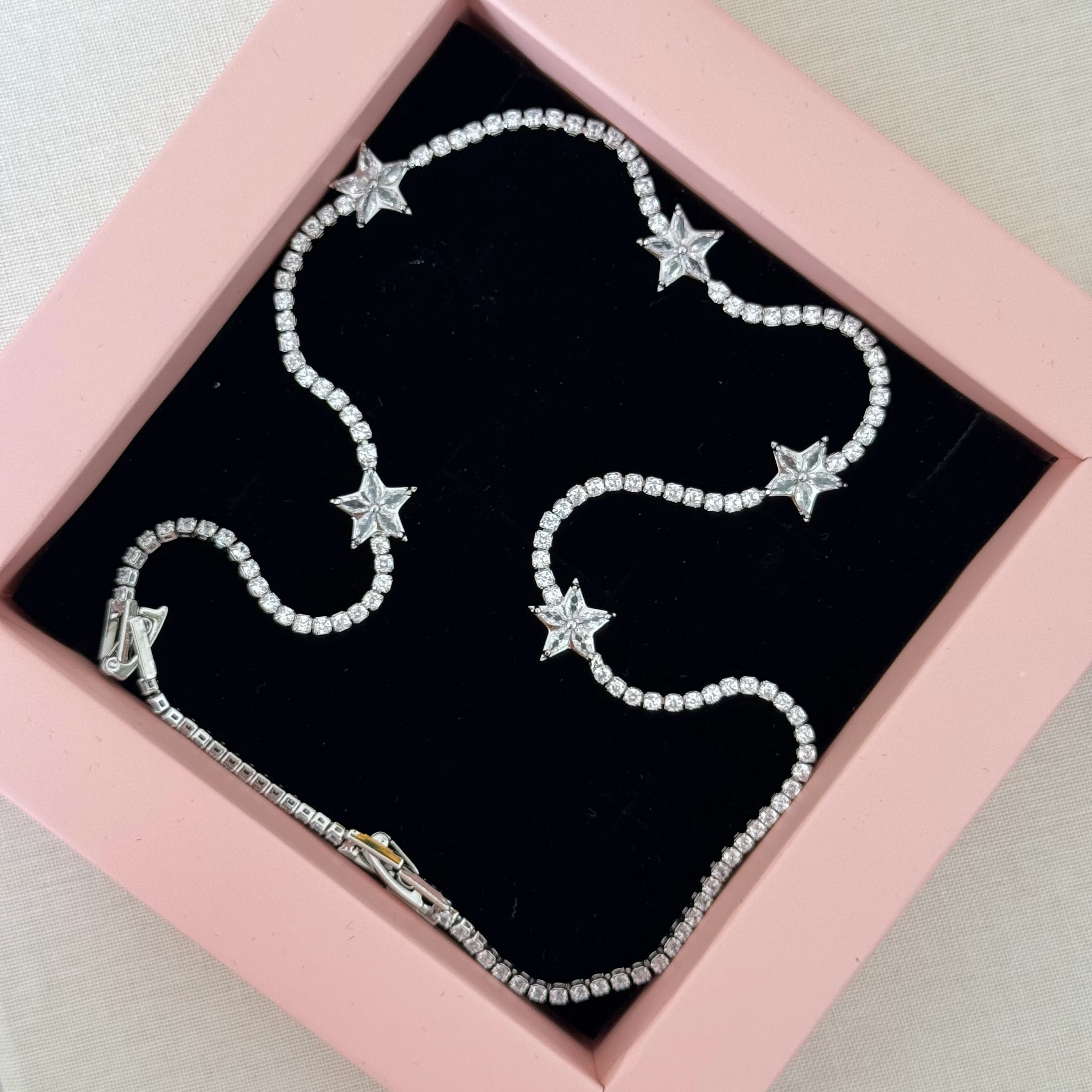 Zirkon taş yıldızlı su yolu kolye  