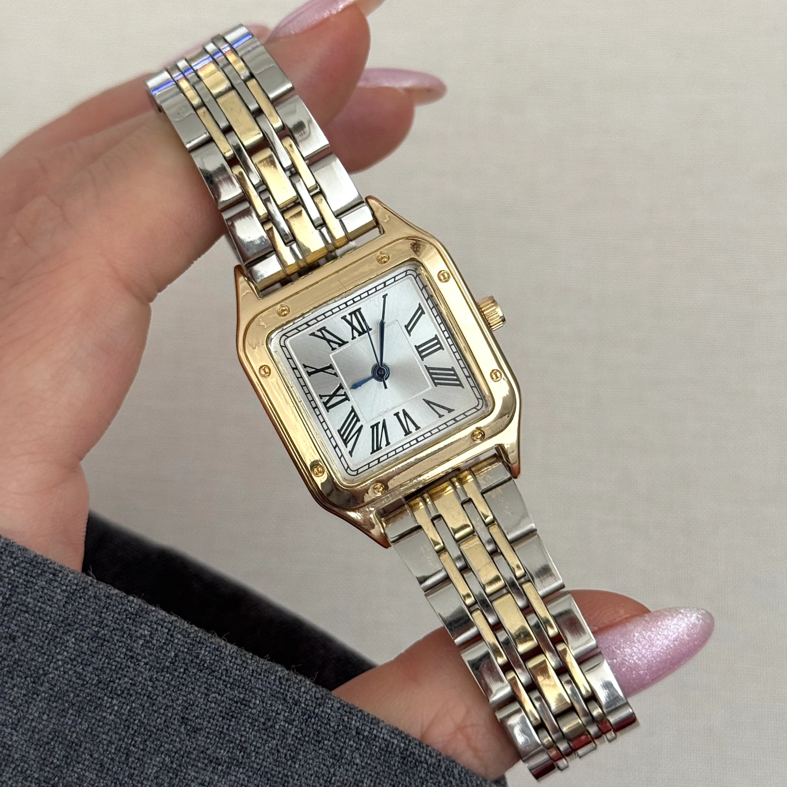 Çelik | Vintage mix kare saat 