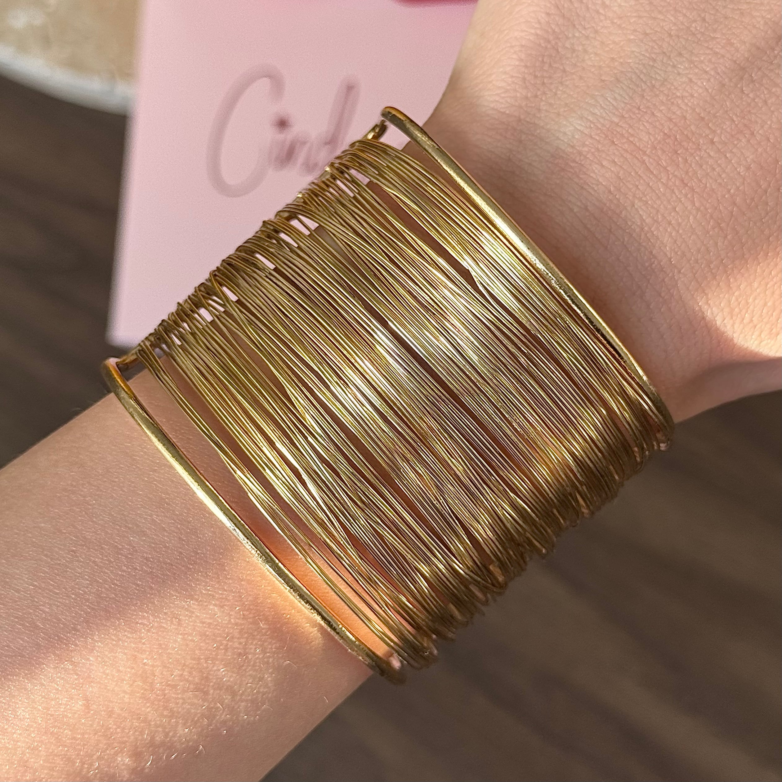 Çelik | Gold Antik Tel bileklik 