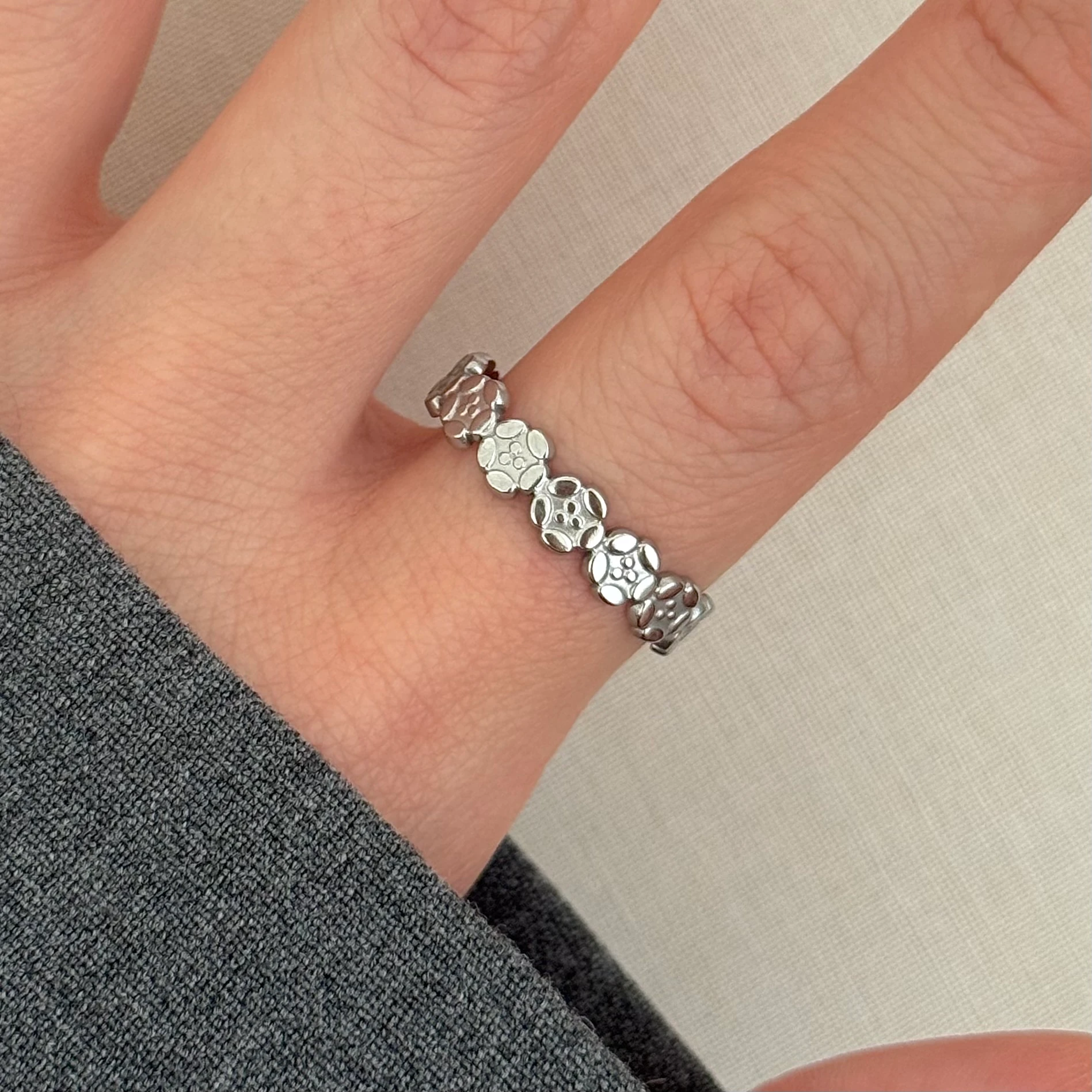 Çelik | Silver zarif çiçekler yüzük 