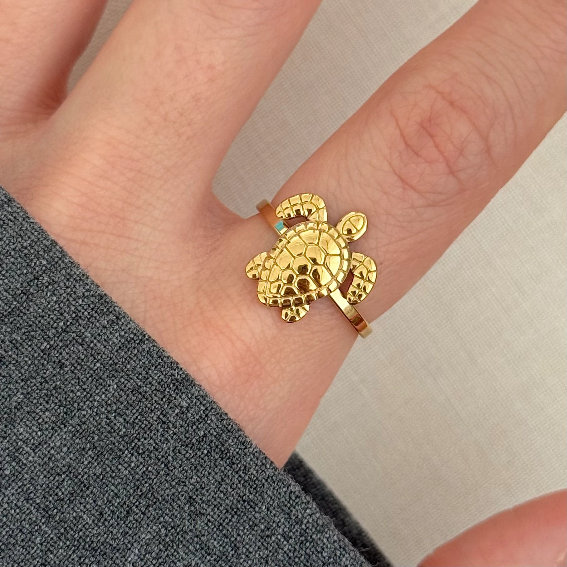 Çelik | Gold tortoise yüzük 