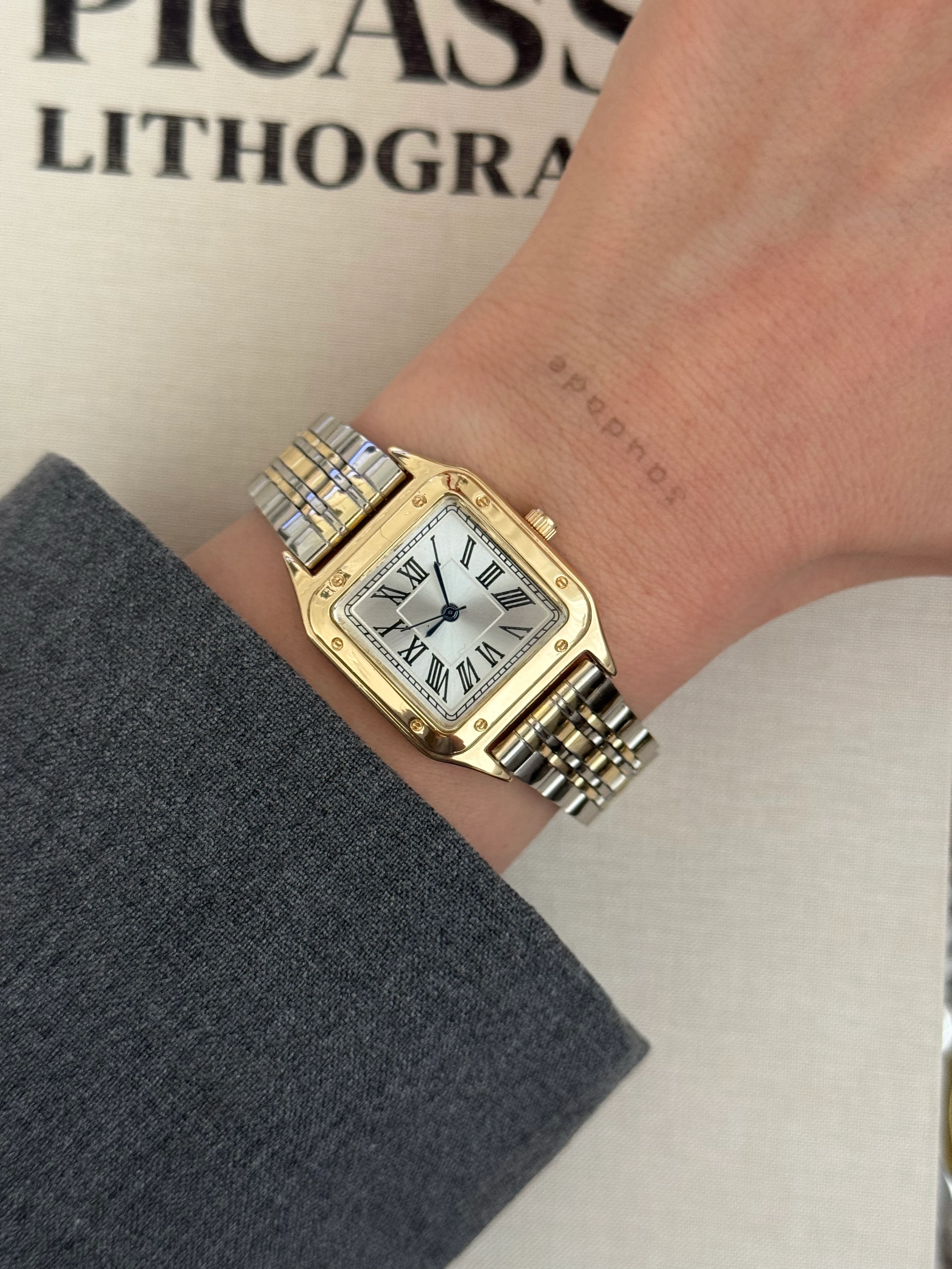 Çelik | Vintage mix kare saat 