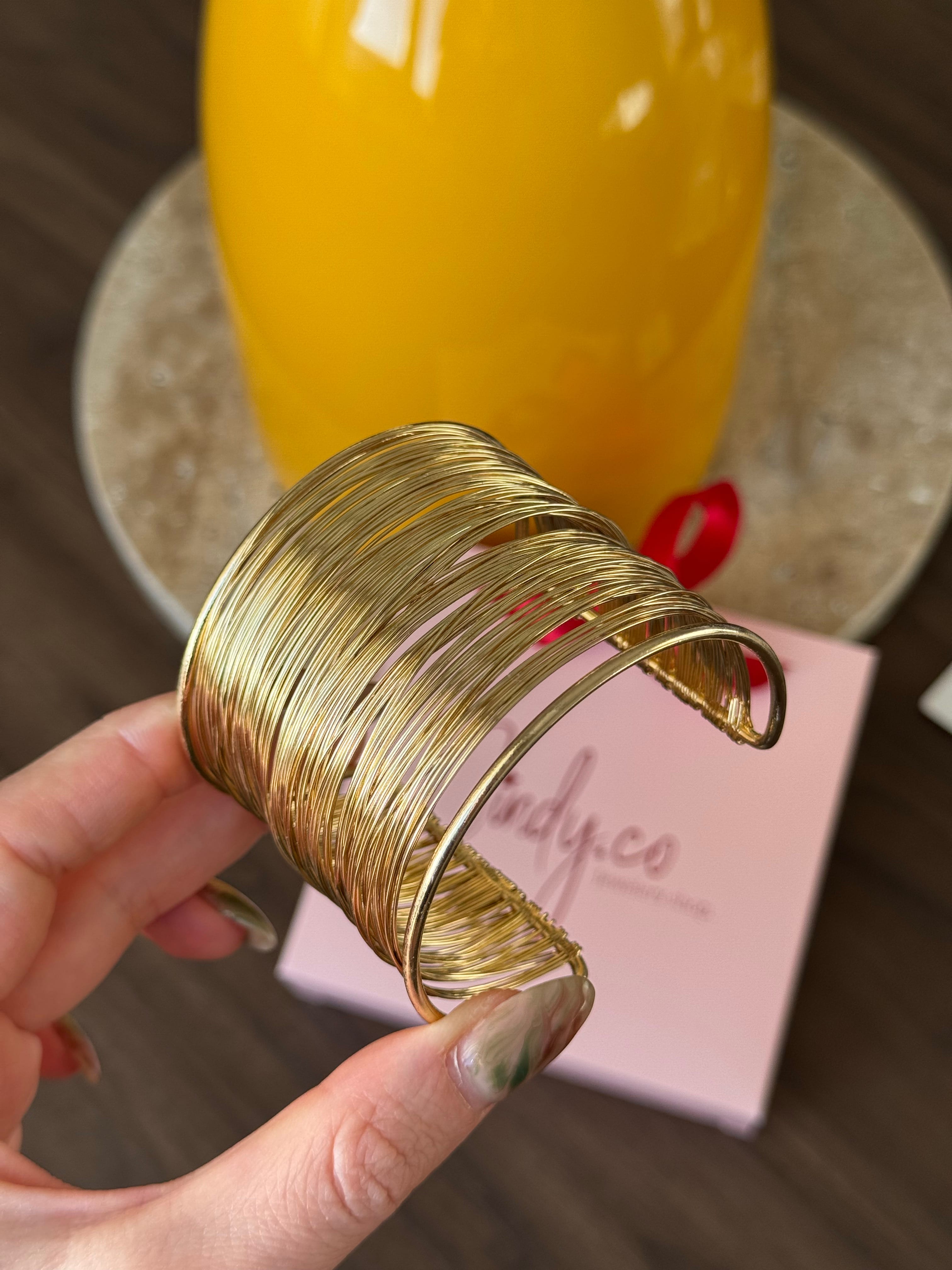 Çelik | Gold Antik Tel bileklik 